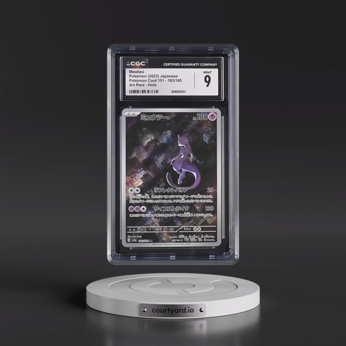 2023 Pokémon Card 151 #183/165 Mewtwo - Art Rare Holo (CGC 9 MINT)