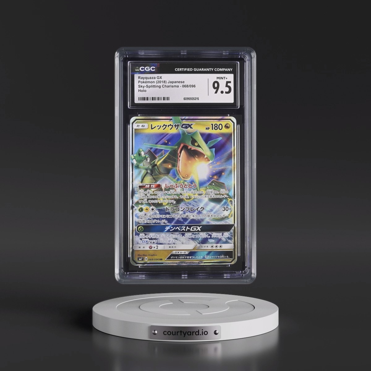 2018 Sky-Splitting Charisma #068/096 Rayquaza GX - Holo (CGC 9.5 MINT+)