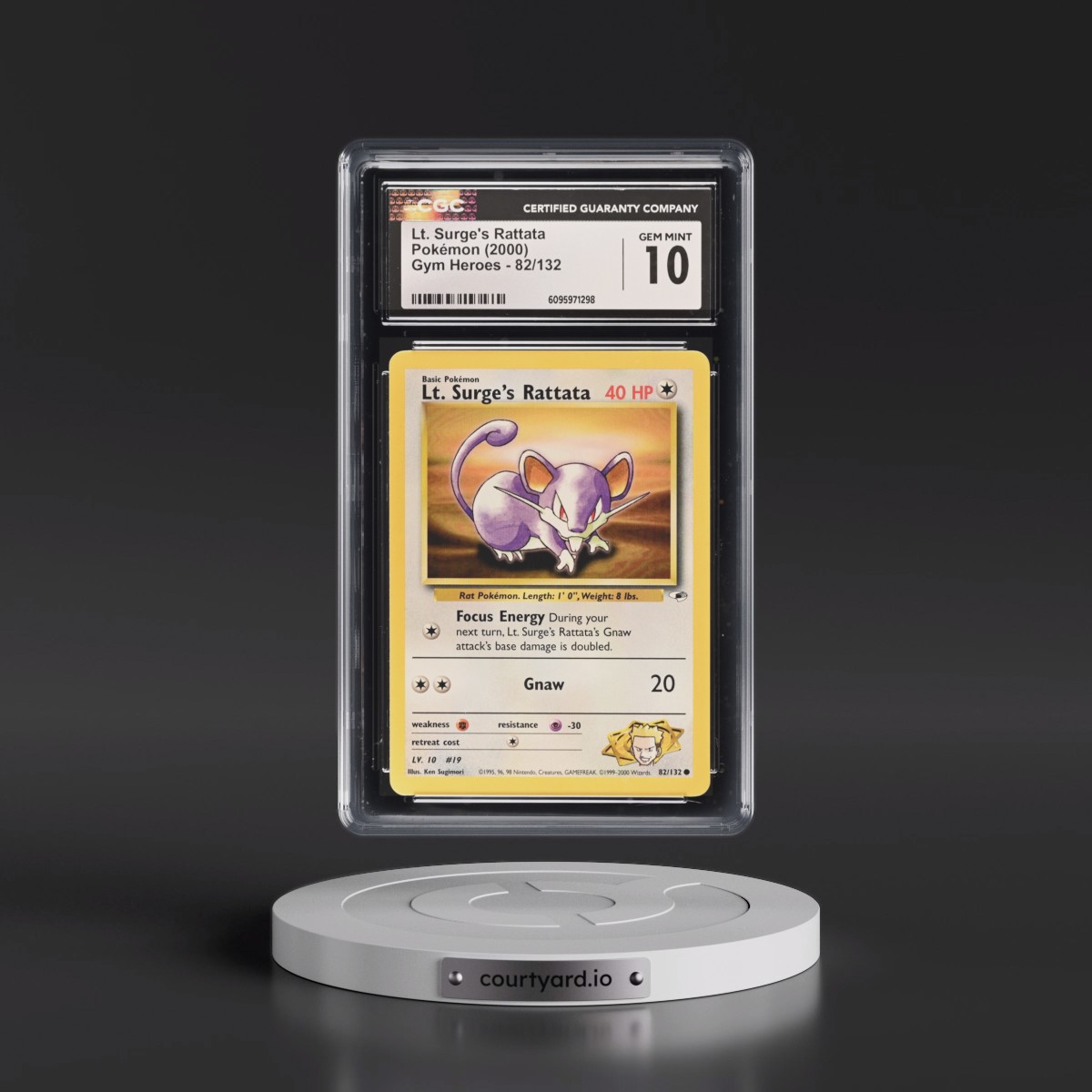 2000 Gym Heroes Lt. Surge's Rattata #82/132 CGC 10