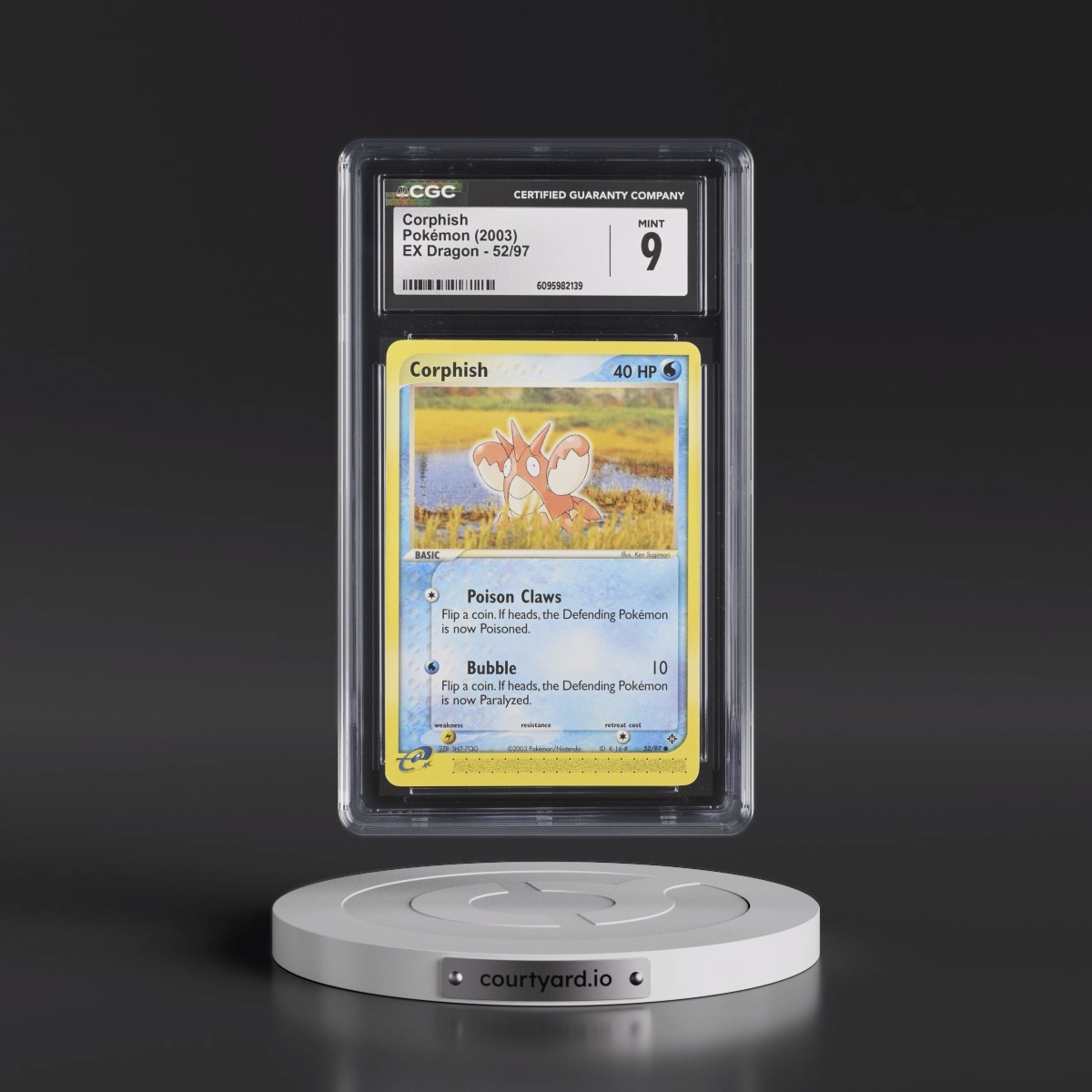 2003 EX Dragon (2003 Copyright, w/ "e" Symbol) #52/97 Corphish (CGC 9 MINT)