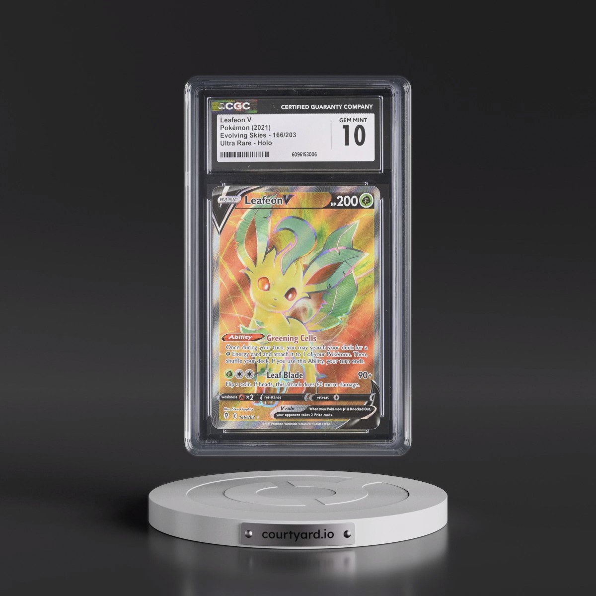 2021 Evolving Skies #166/203 Leafeon V - Ultra Rare Holo (CGC 10 GEM MINT)
