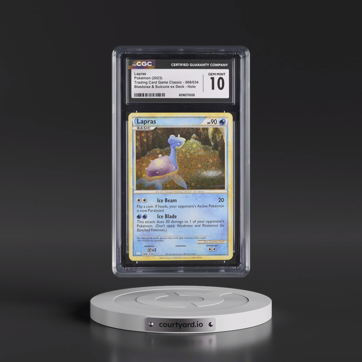 2023 Trading Card Game Classic - CLV, CLC, CLB #008/034 Lapras - Blastoise & Suicune ex Deck - CLB Holo (CGC 10 GEM MINT)