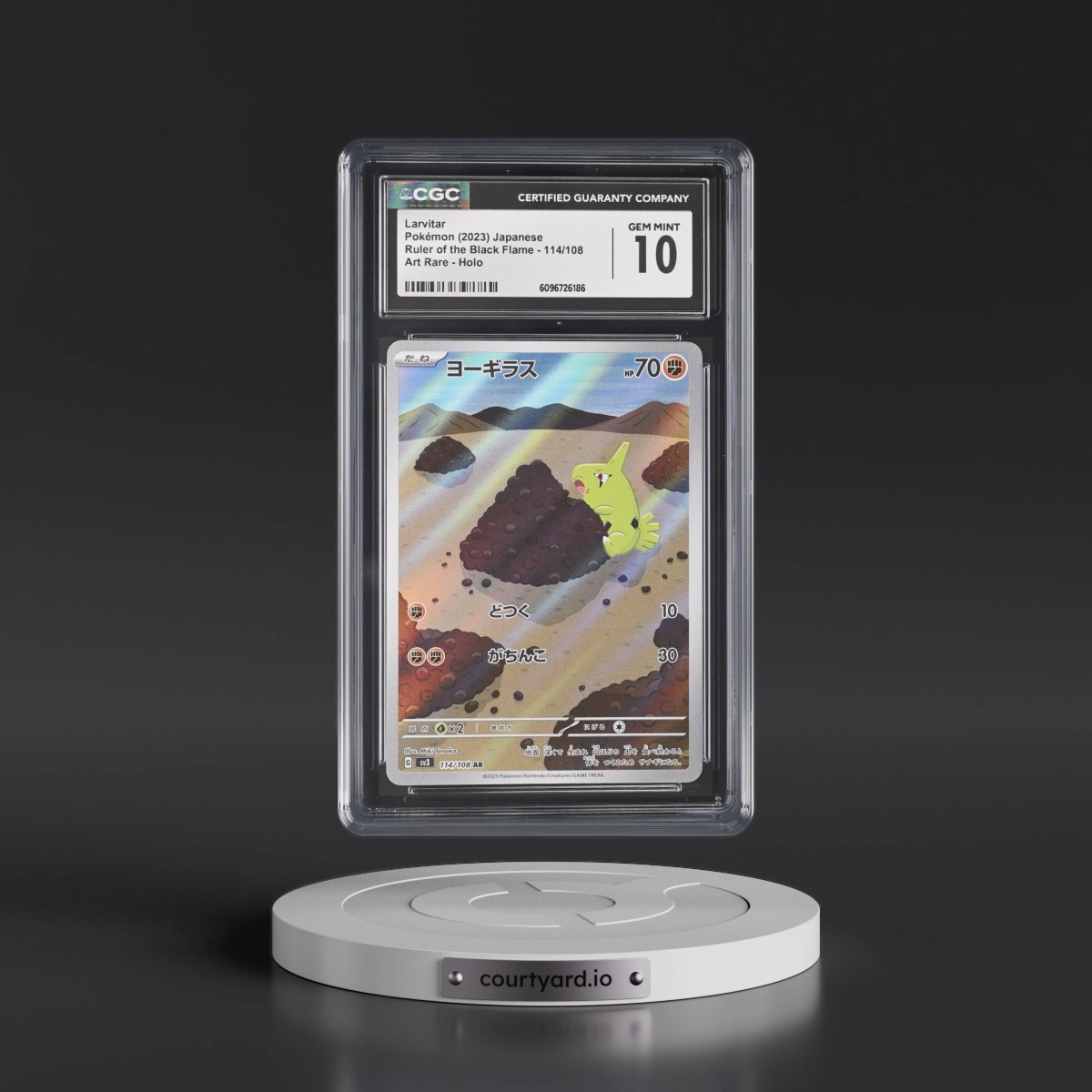 2023 Ruler of the Black Flame #114/108 Larvitar - Art Rare Holo (CGC 10 GEM MINT)