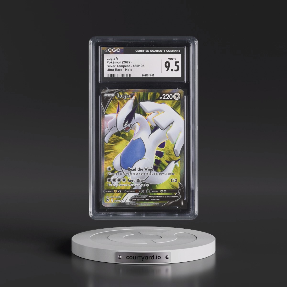2022 Silver Tempest #185/195 Lugia V - Ultra Rare Holo (CGC 9.5 MINT+)