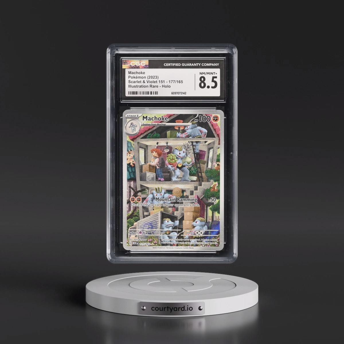 2023 Scarlet & Violet 151 - MEW EN #177/165 Machoke - Illustration Rare Holo (CGC 8.5 NM-MT+)
