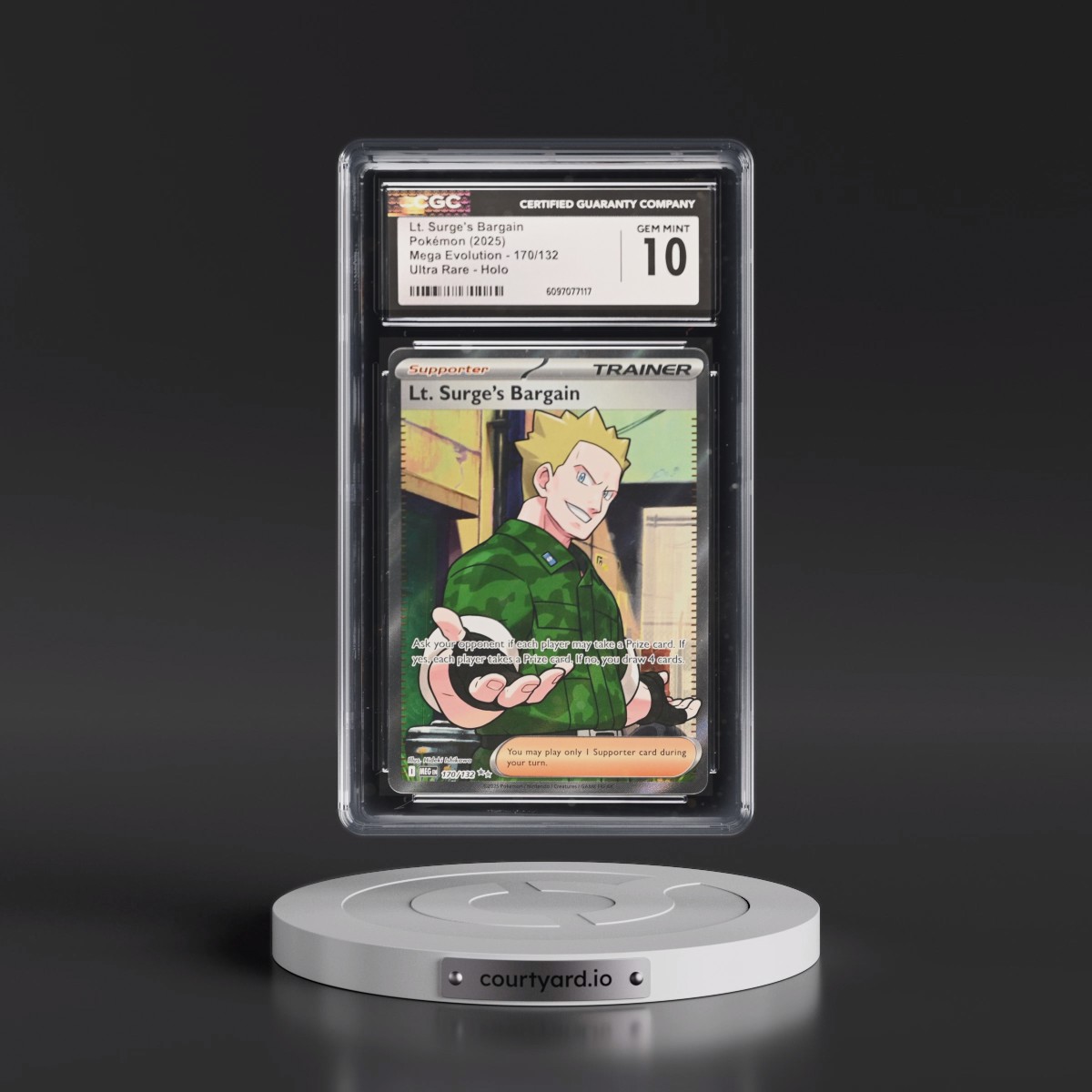 2025 Mega Evolution - MEG EN #170/132 Lt. Surge's Bargain - Ultra Rare Holo (CGC 10 GEM MINT)