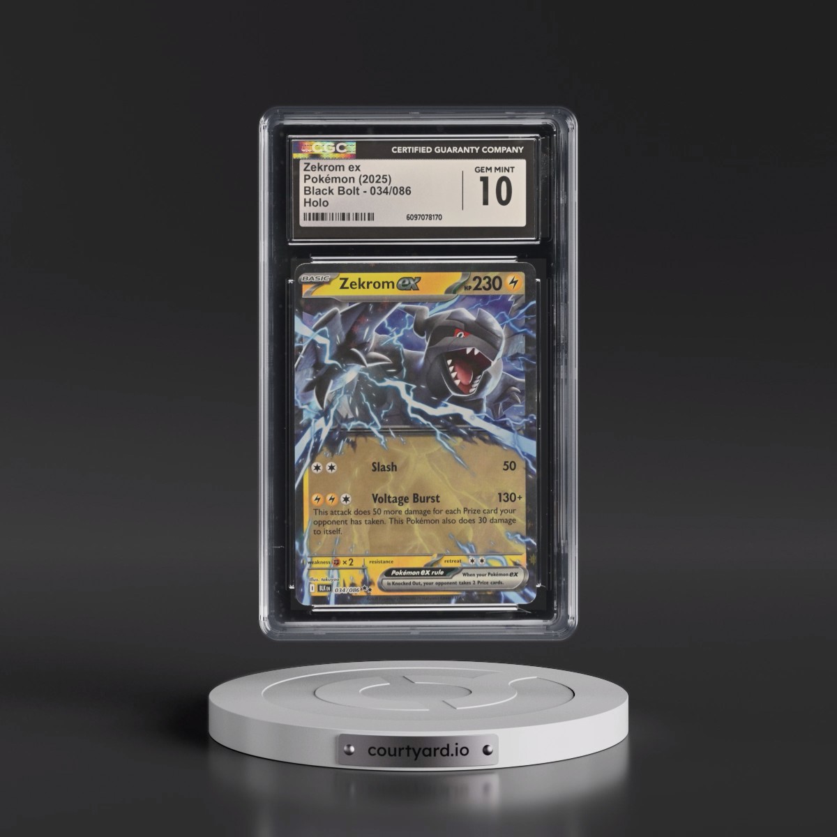 2025 Black Bolt - BLK EN #034/086 Zekrom ex - Holo (CGC 10 GEM MINT)