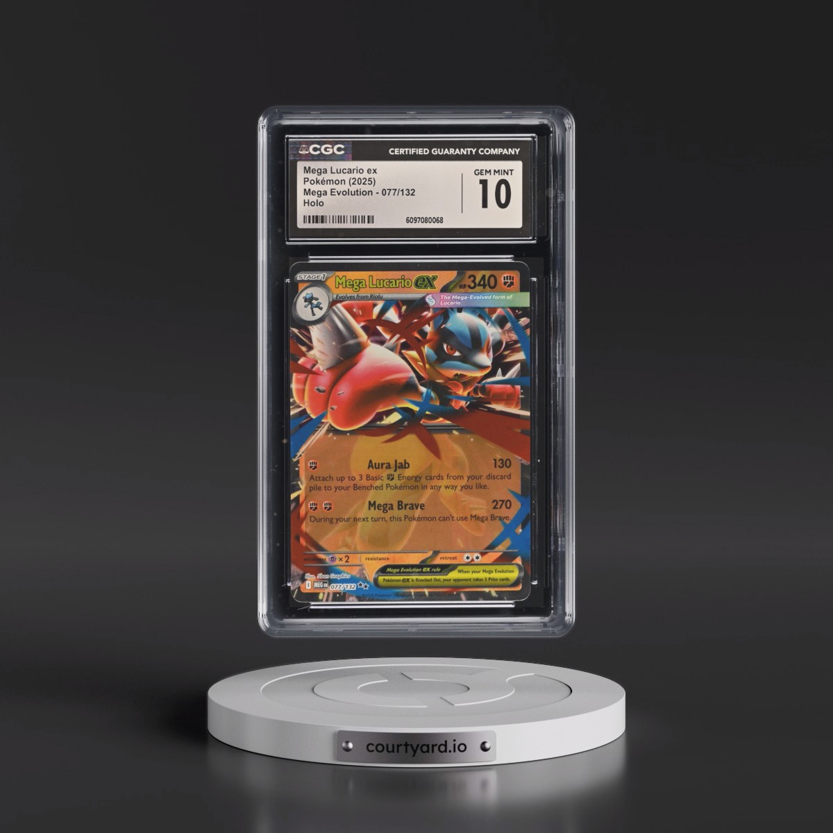 2025 Mega Evolution - MEG EN #077/132 Mega Lucario ex - Holo (CGC 10 GEM MINT)
