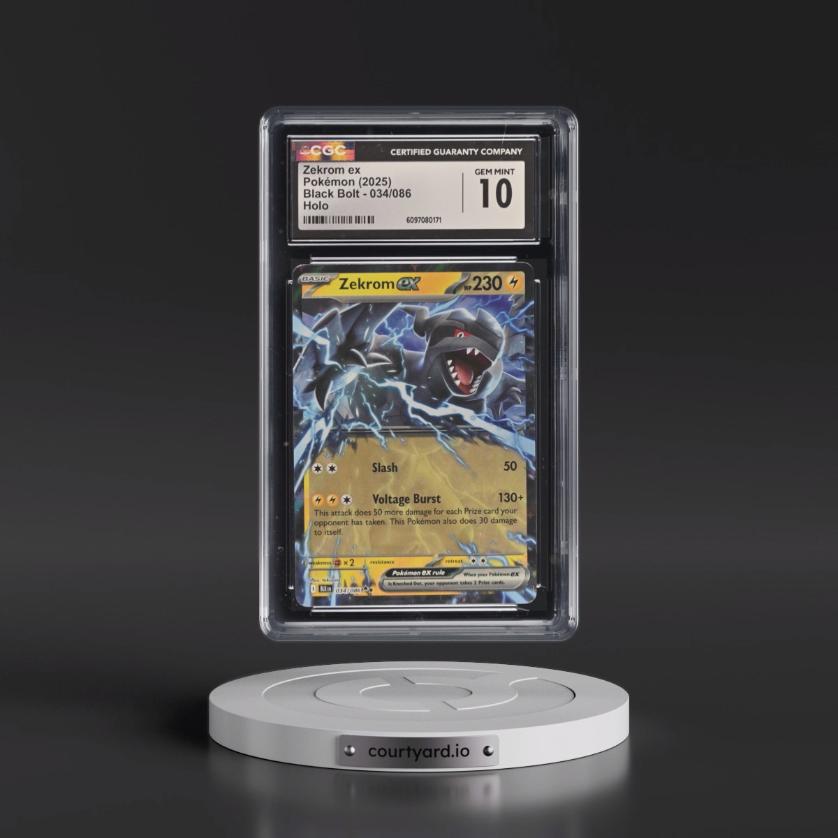 2025 Black Bolt - BLK EN Zekrom ex - Holo #034/086 CGC 10