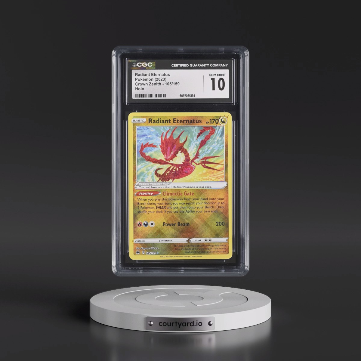 2023 Crown Zenith #105/159 Radiant Eternatus - Holo (CGC 10 GEM MINT)