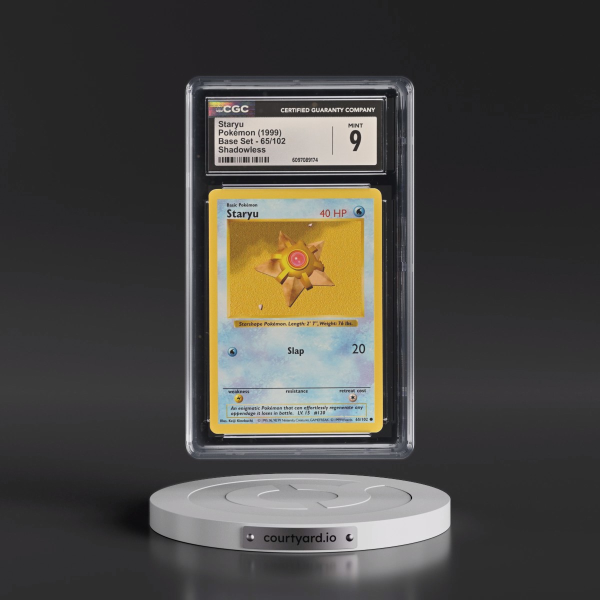 1999 Base Set #65/102 Staryu - Shadowless Shadowless (CGC 9 MINT)