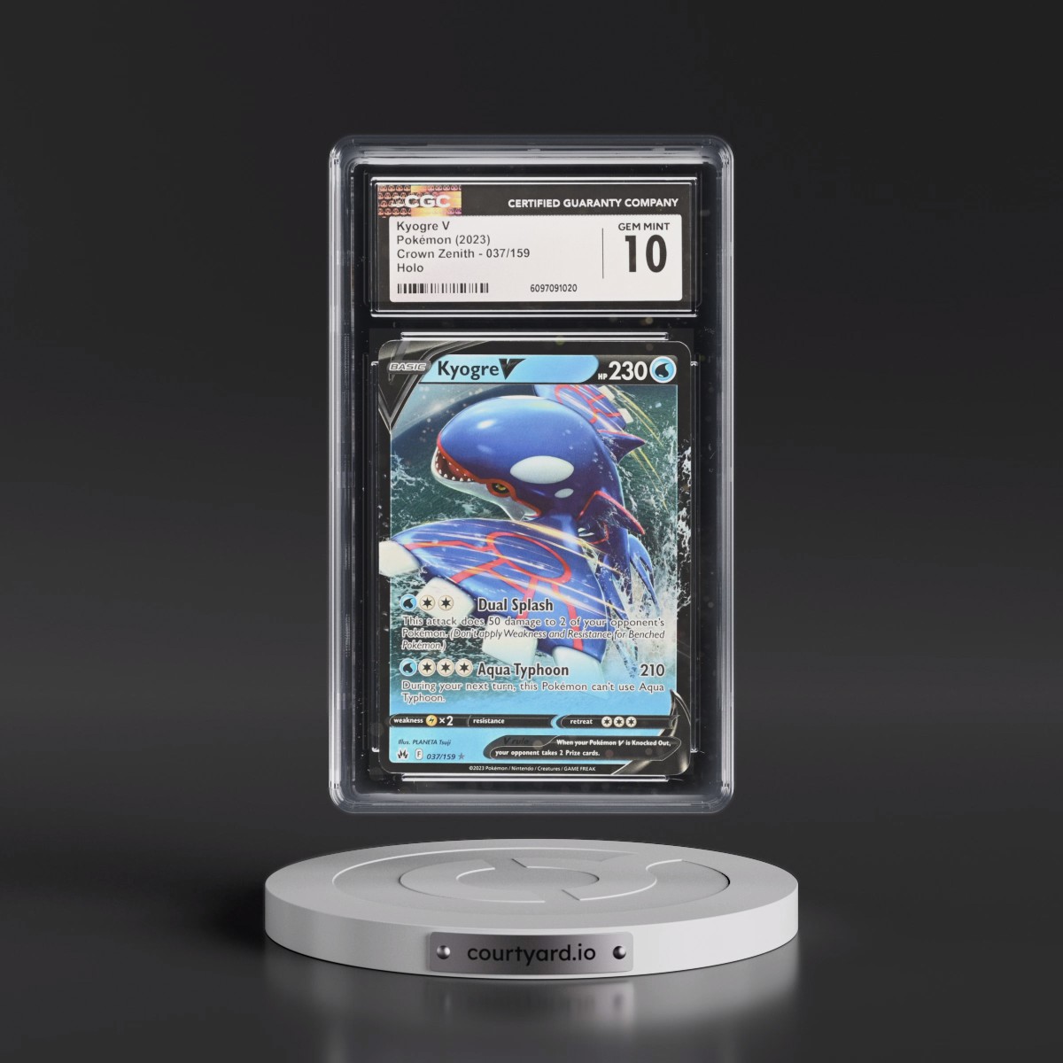 2023 Crown Zenith #037/159 Kyogre V - Holo (CGC 10 GEM MINT)