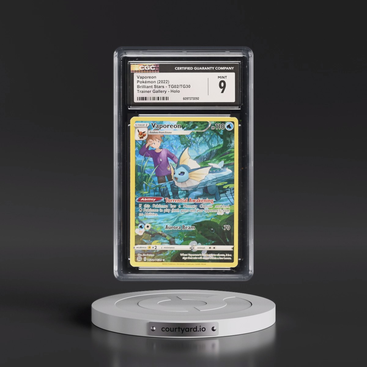 2022 Brilliant Stars #TG02/TG30 Vaporeon - Trainer Gallery Holo (CGC 9 MINT)