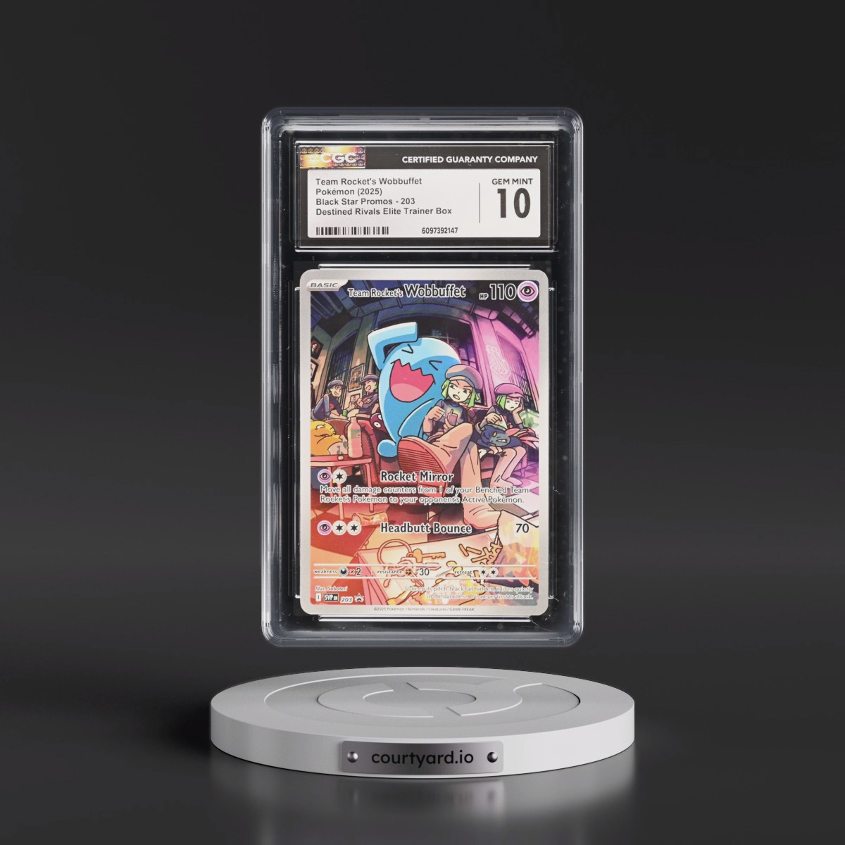 2023 Black Star Promos - Scarlet & Violet SVP EN #203 Team Rocket's Wobbuffet - Destined Rivals Elite Trainer Box (Holo) (CGC 10 GEM MINT)