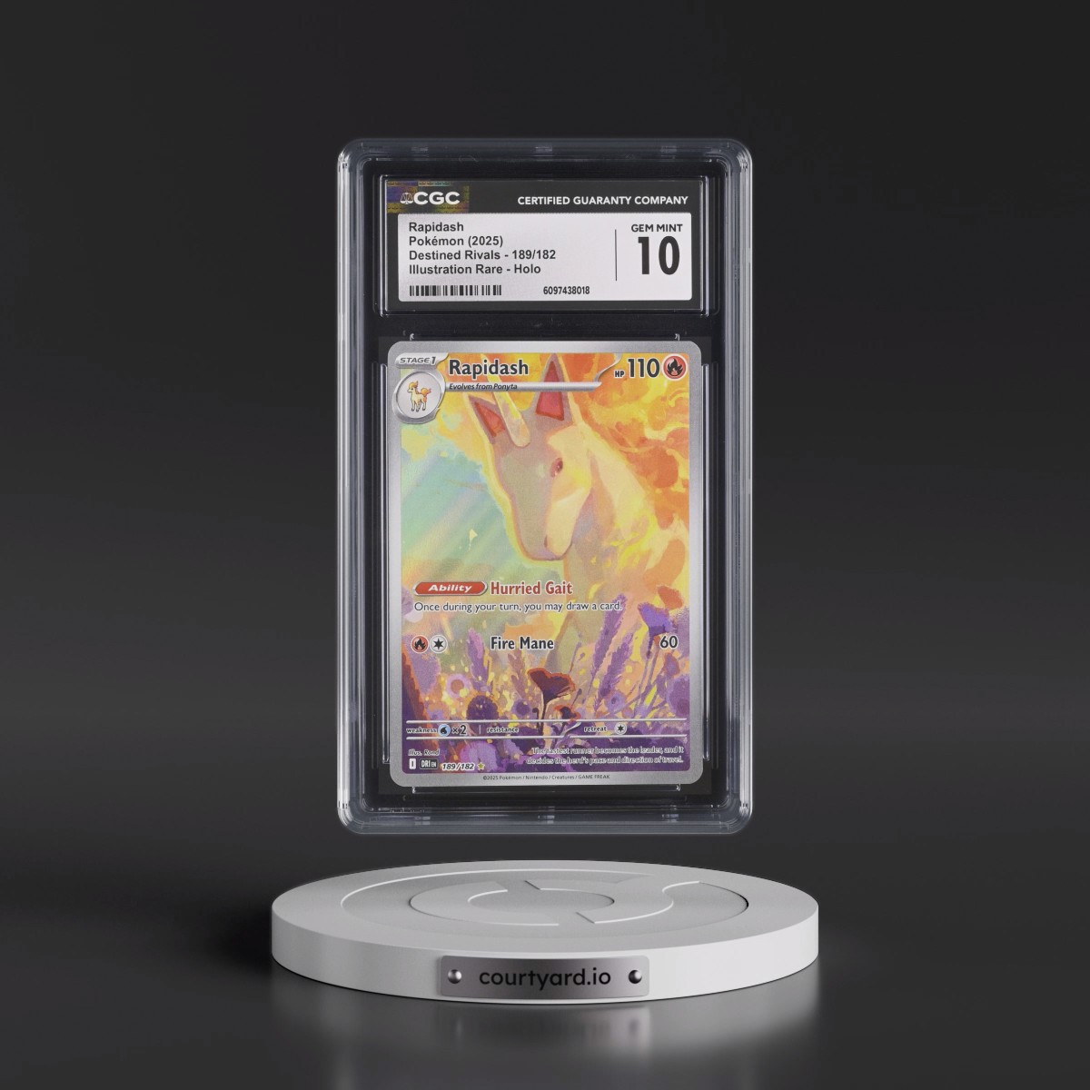 2025 Destined Rivals - DRI EN #189/182 Rapidash - Illustration Rare Holo (CGC 10 GEM MINT)