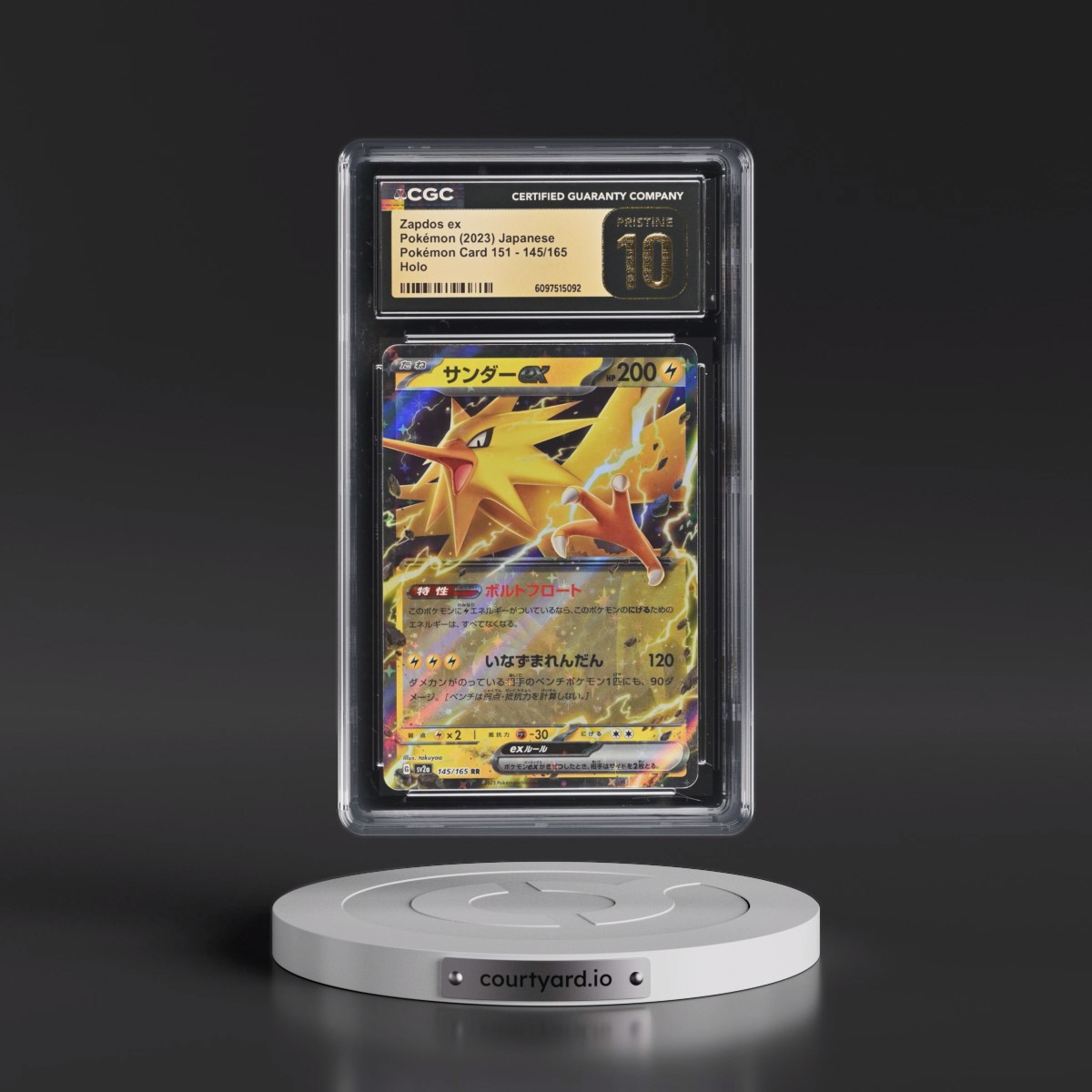 2023 Pokémon Card 151 #145/165 Zapdos ex - Holo (CGC 10 PRISTINE)
