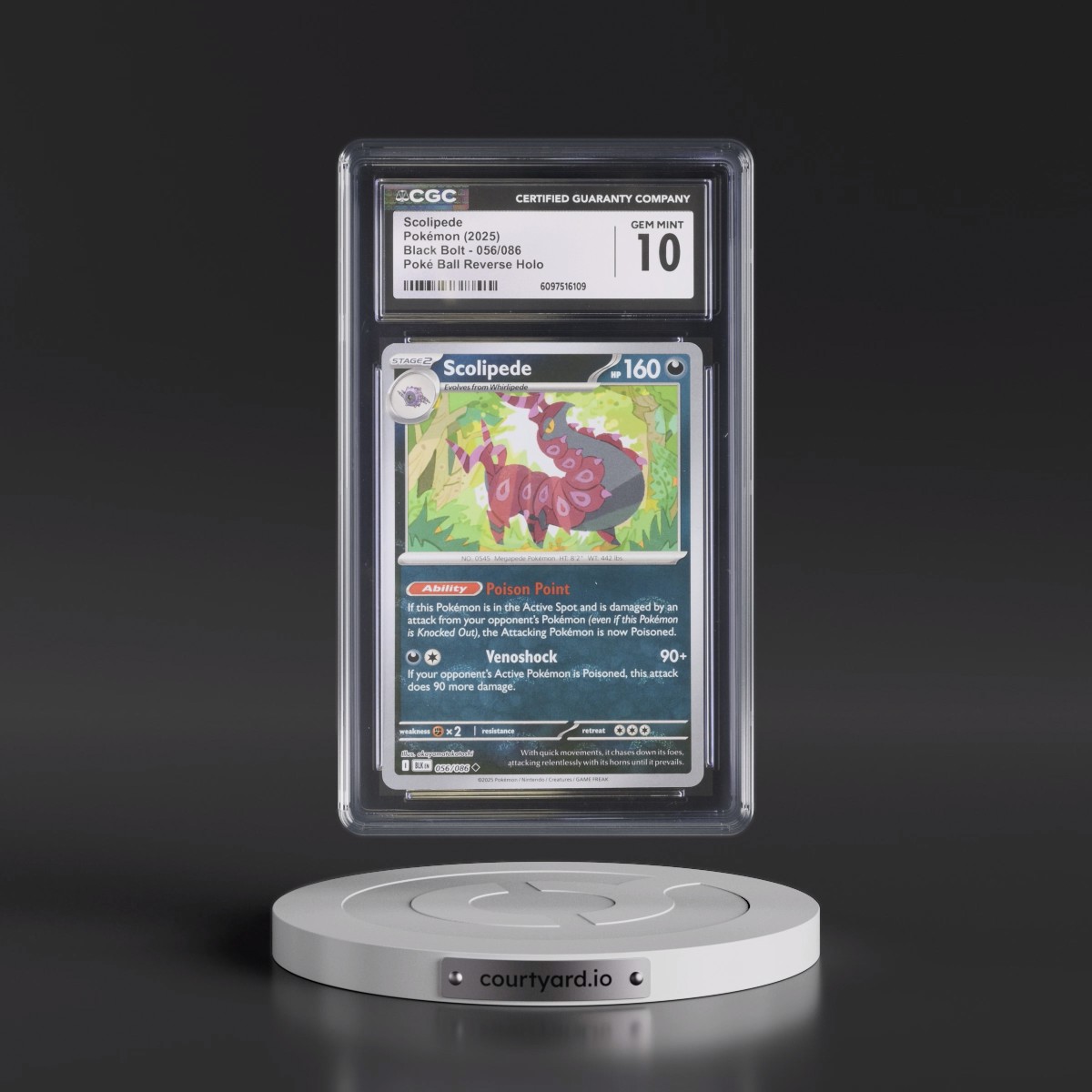 2025 Black Bolt - BLK EN #056/086 Scolipede - Reverse Holo Poké Ball (CGC 10 GEM MINT)