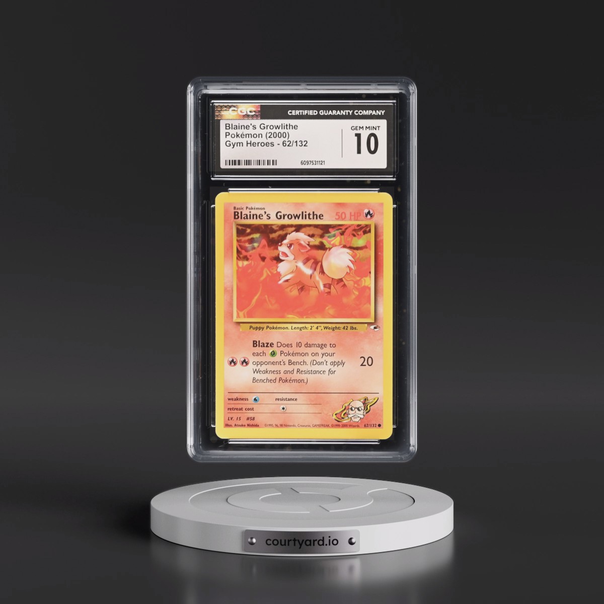 2000 Gym Heroes #62/132 Blaine's Growlithe (CGC 10 GEM MINT)