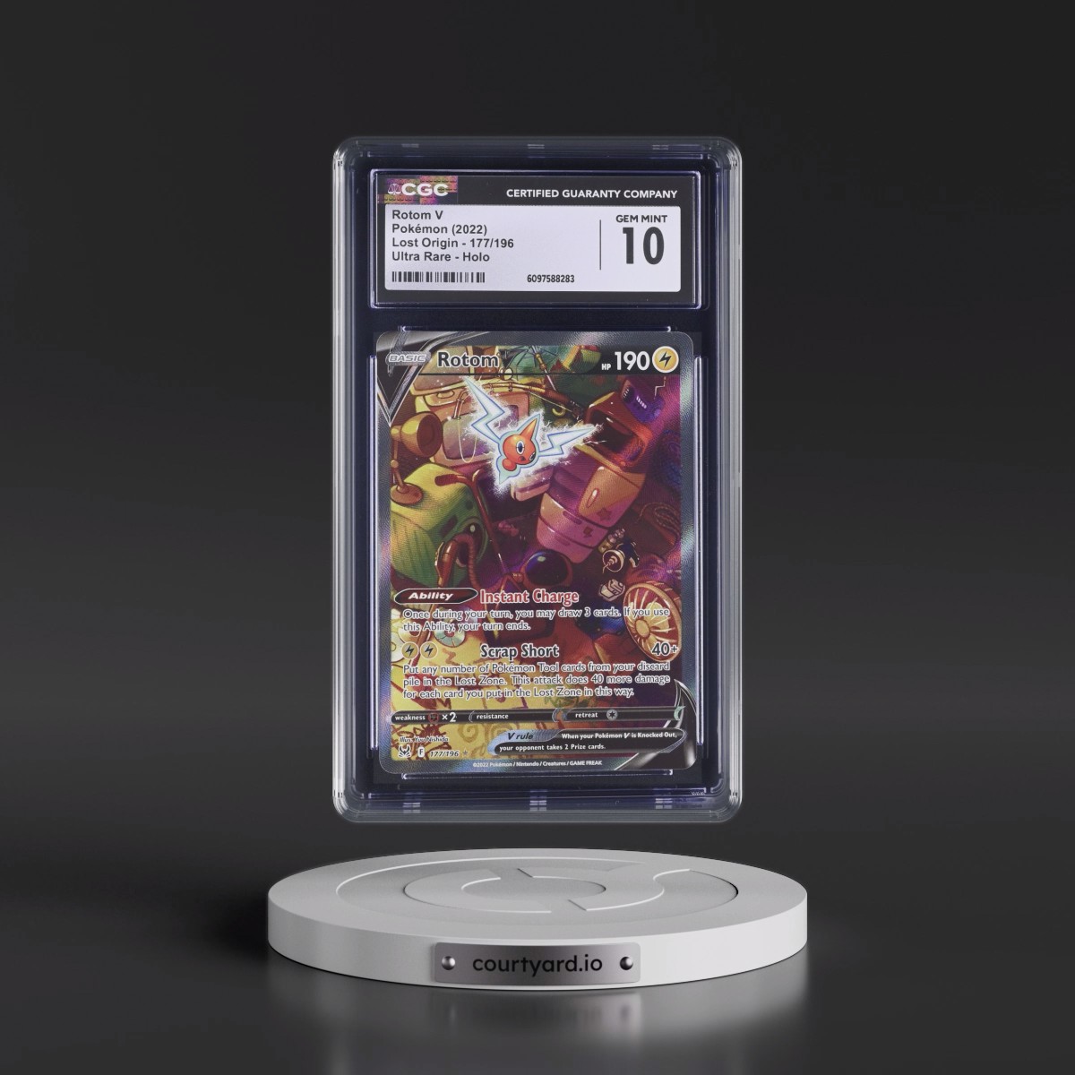 2022 Lost Origin #177/196 Rotom V - Ultra Rare Holo (CGC 10 GEM MINT)