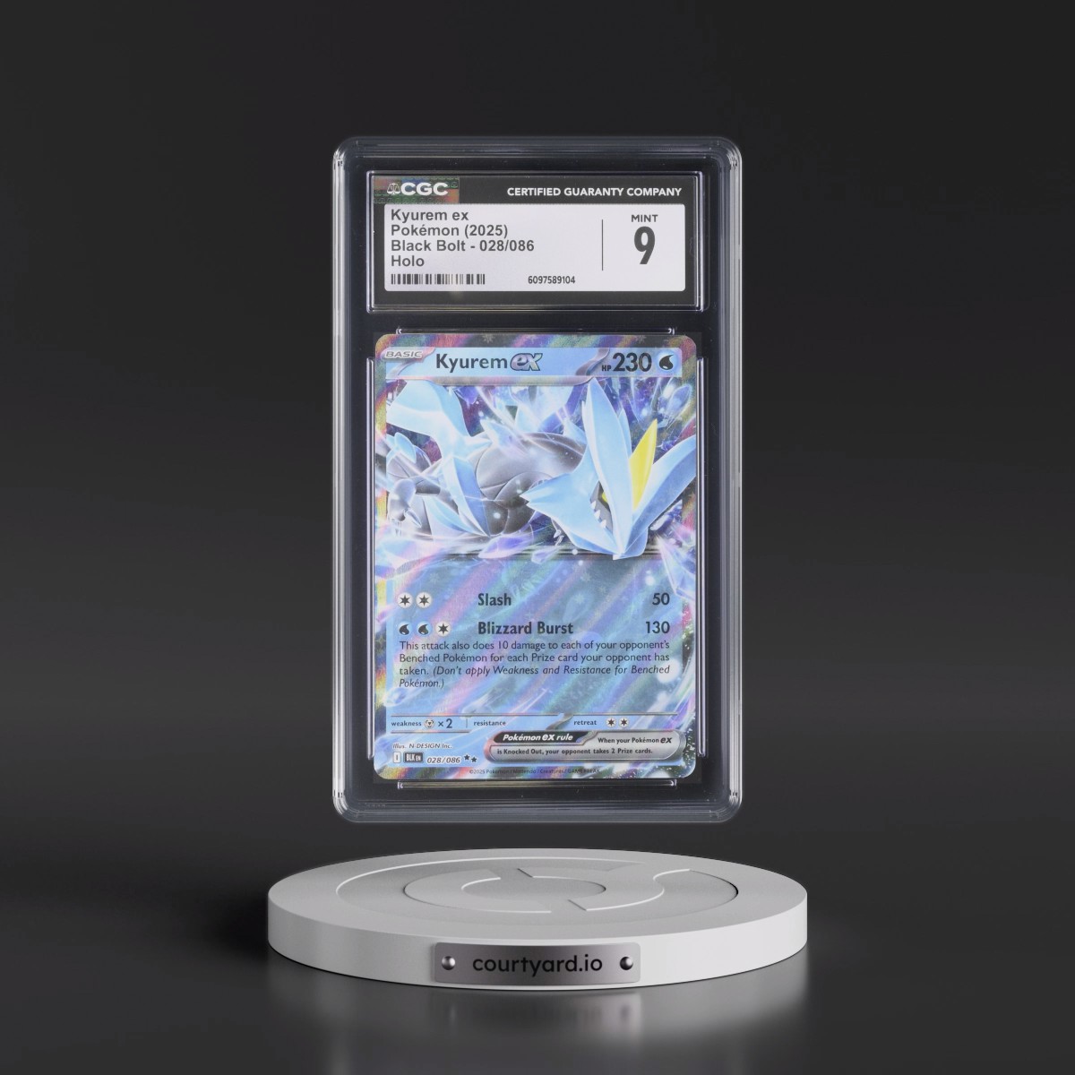 2025 Black Bolt - BLK EN #028/086 Kyurem ex - Holo (CGC 9 MINT)
