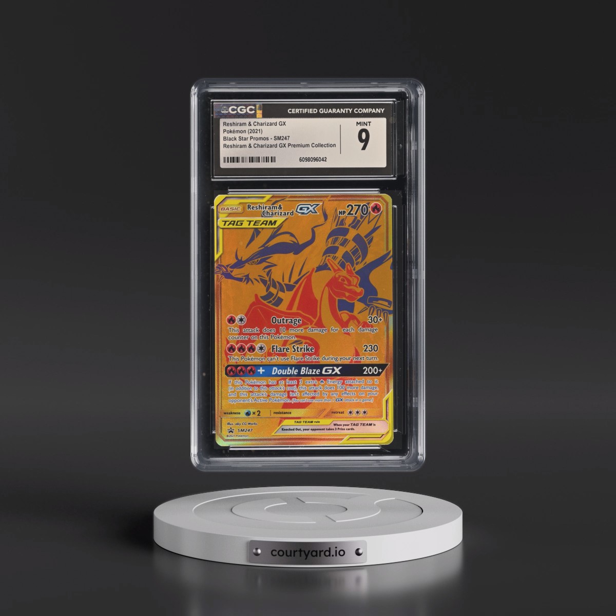 2016 Black Star Promos - Sun & Moon #SM247 Reshiram & Charizard GX - Reshiram & Charizard GX Premium Collection (Holo) (CGC 9 MINT)