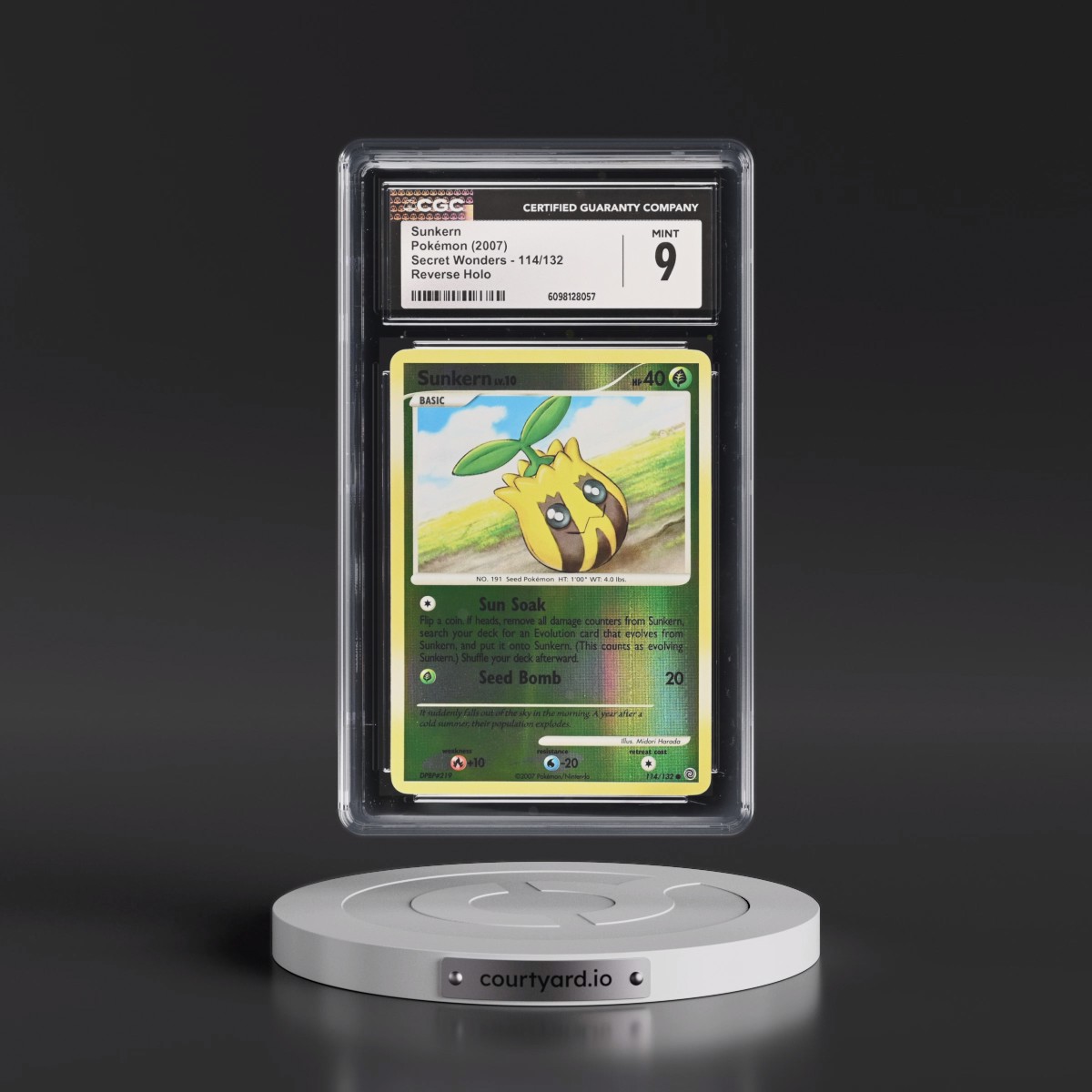 2007 Secret Wonders #114/132 Sunkern - Reverse Holo (CGC 9 MINT)