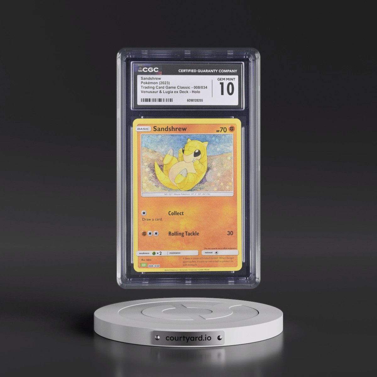 2023 Trading Card Game Classic - CLV, CLC, CLB #008/034 Sandshrew - Venusaur & Lugia ex Deck - CLV Holo (CGC 10 GEM MINT)