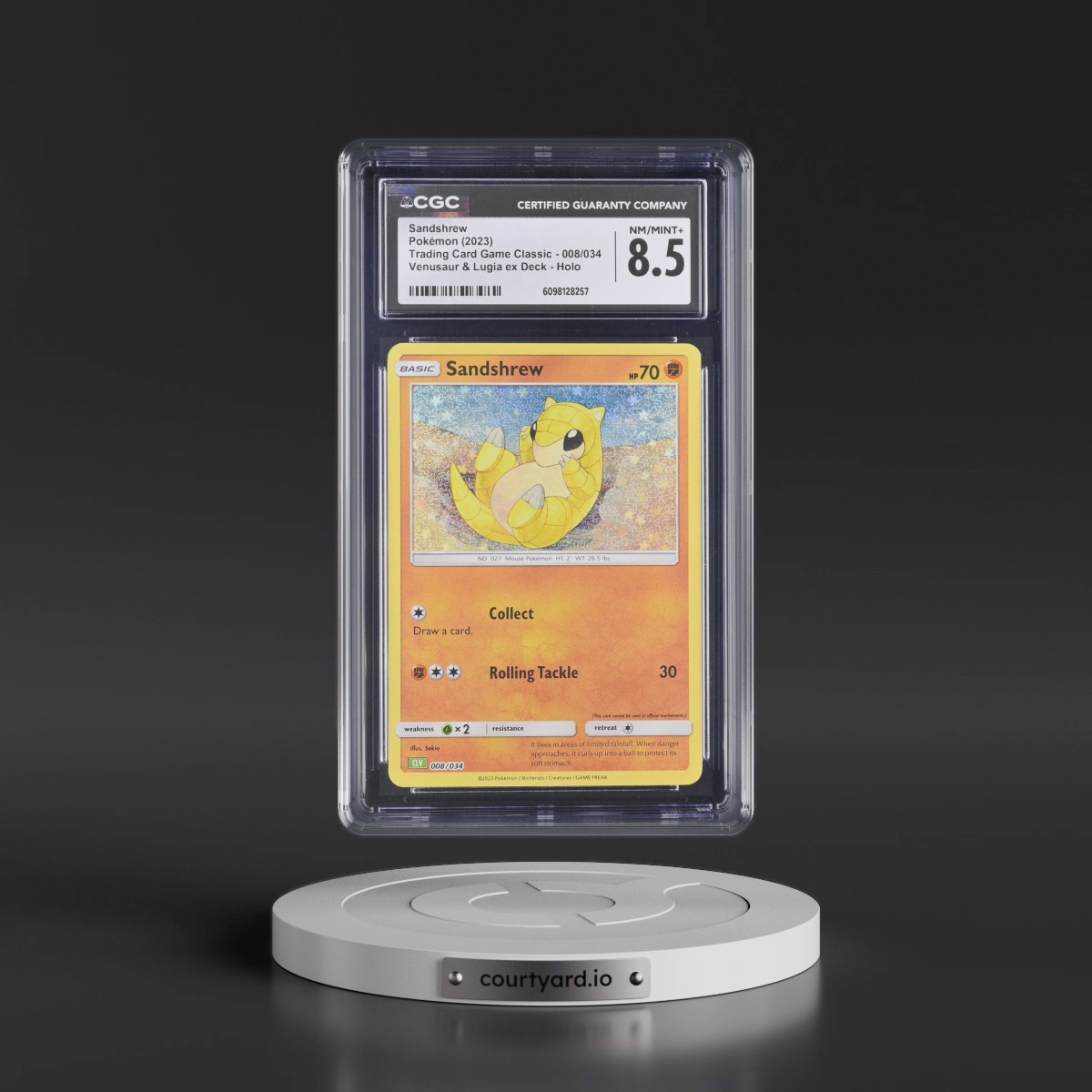 2023 Trading Card Game Classic - CLV, CLC, CLB #008/034 Sandshrew - Venusaur & Lugia ex Deck - CLV Holo (CGC 8.5 NM-MT+)