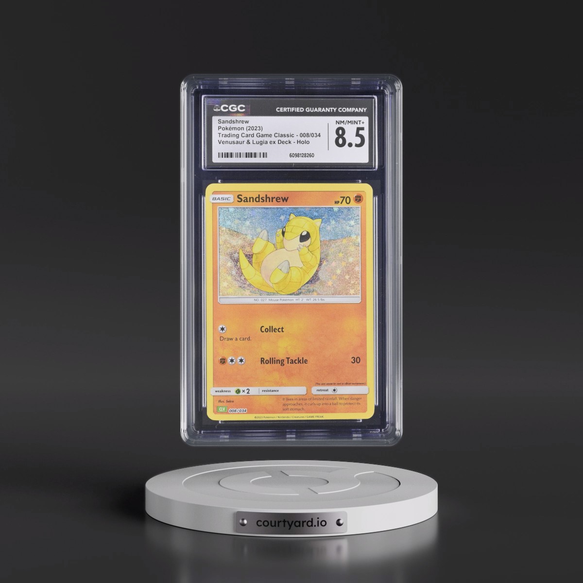 2023 Trading Card Game Classic - CLV, CLC, CLB #008/034 Sandshrew - Venusaur & Lugia ex Deck - CLV Holo (CGC 8.5 NM-MT+)