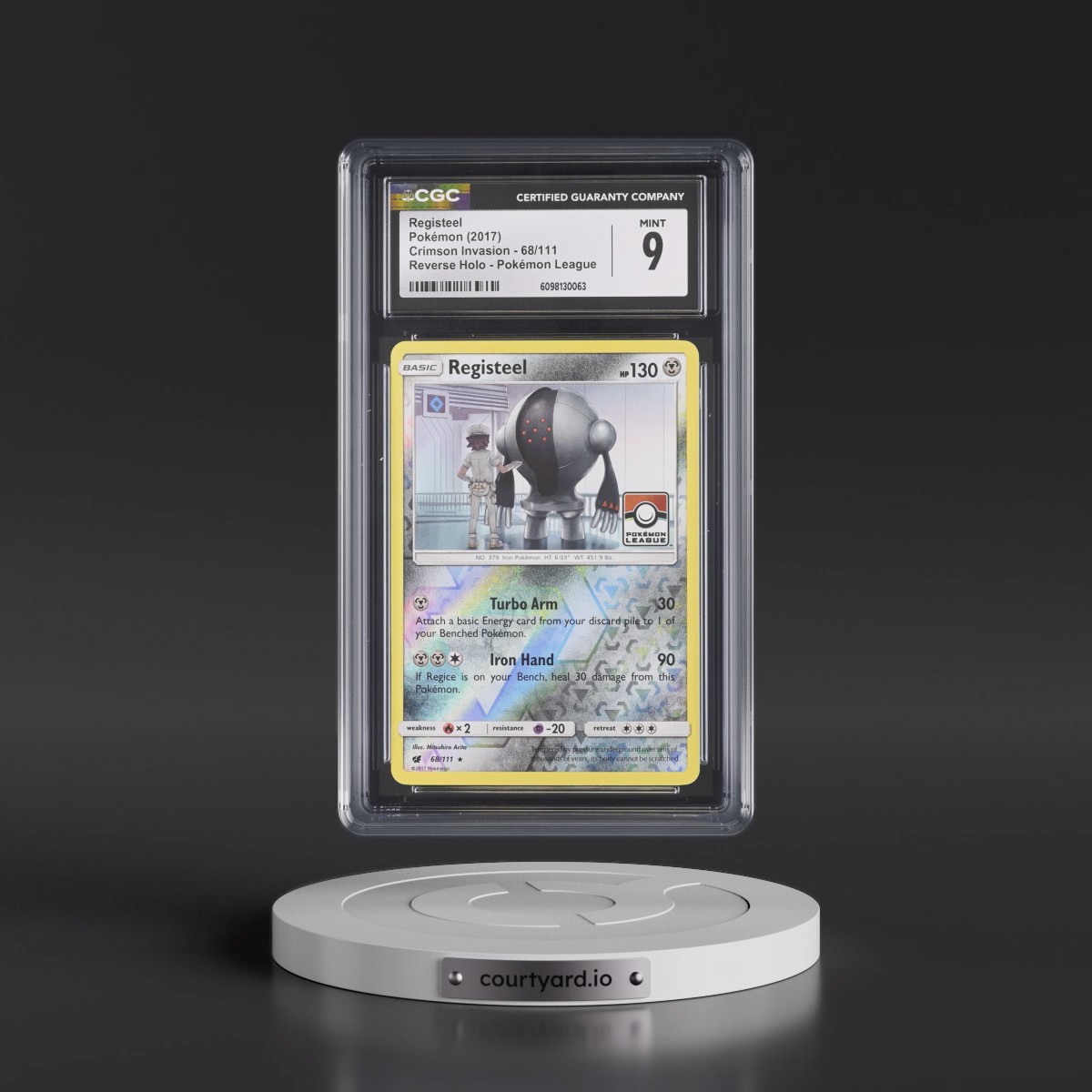2017 Crimson Invasion #68/111 Registeel - Reverse Holo Pokémon League (CGC 9 MINT)
