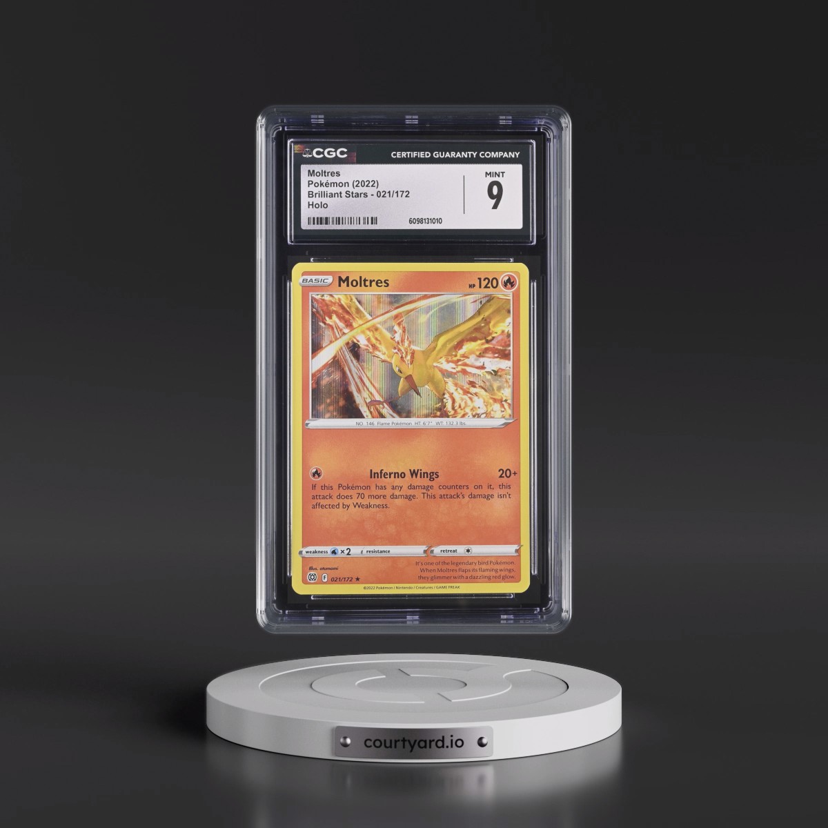 2022 Brilliant Stars #021/172 Moltres - Holo (CGC 9 MINT)