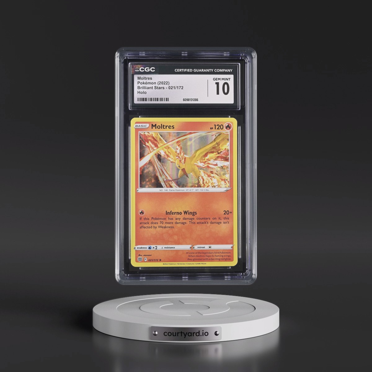2022 Brilliant Stars #021/172 Moltres - Holo (CGC 10 GEM MINT)