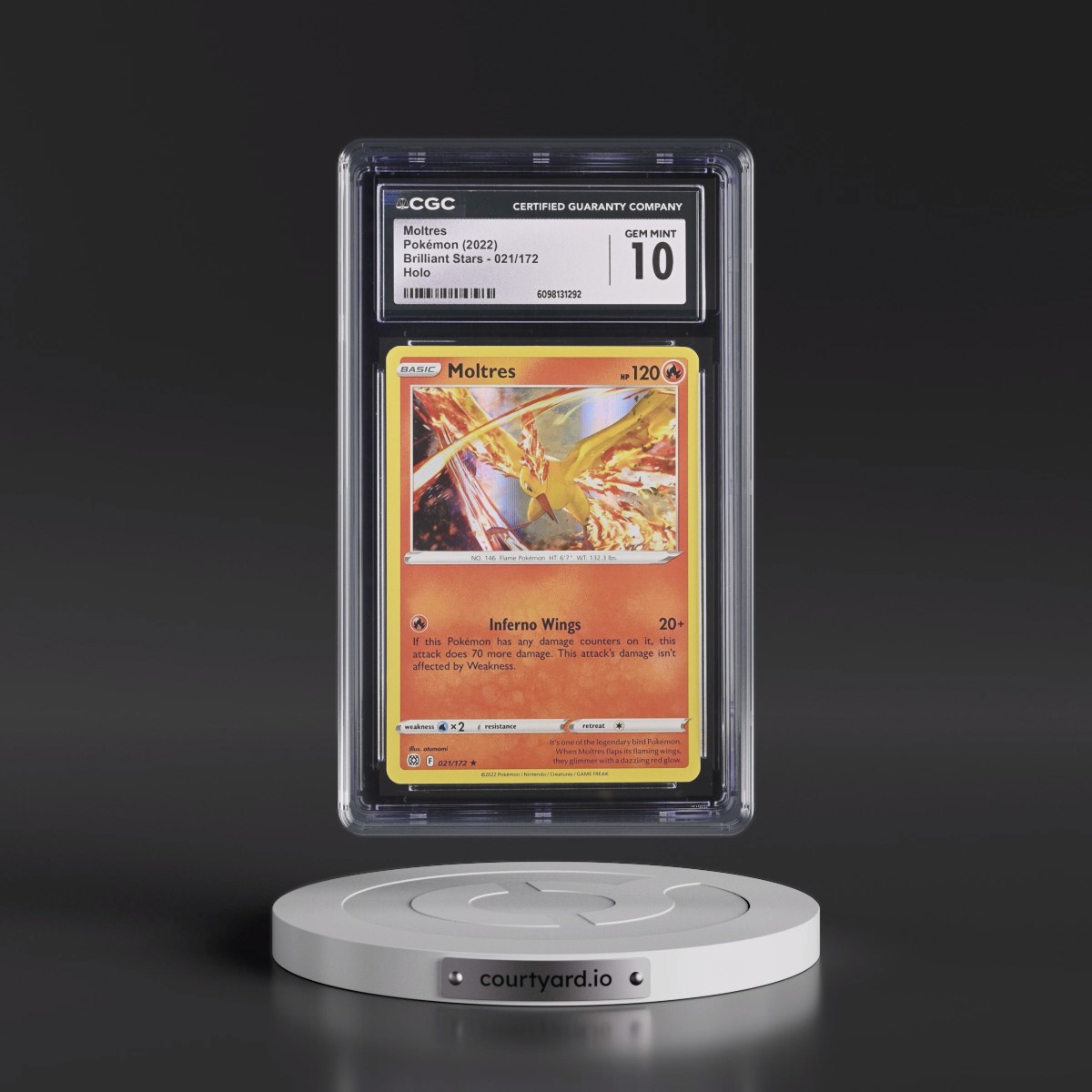 2022 Brilliant Stars #021/172 Moltres - Holo (CGC 10 GEM MINT)