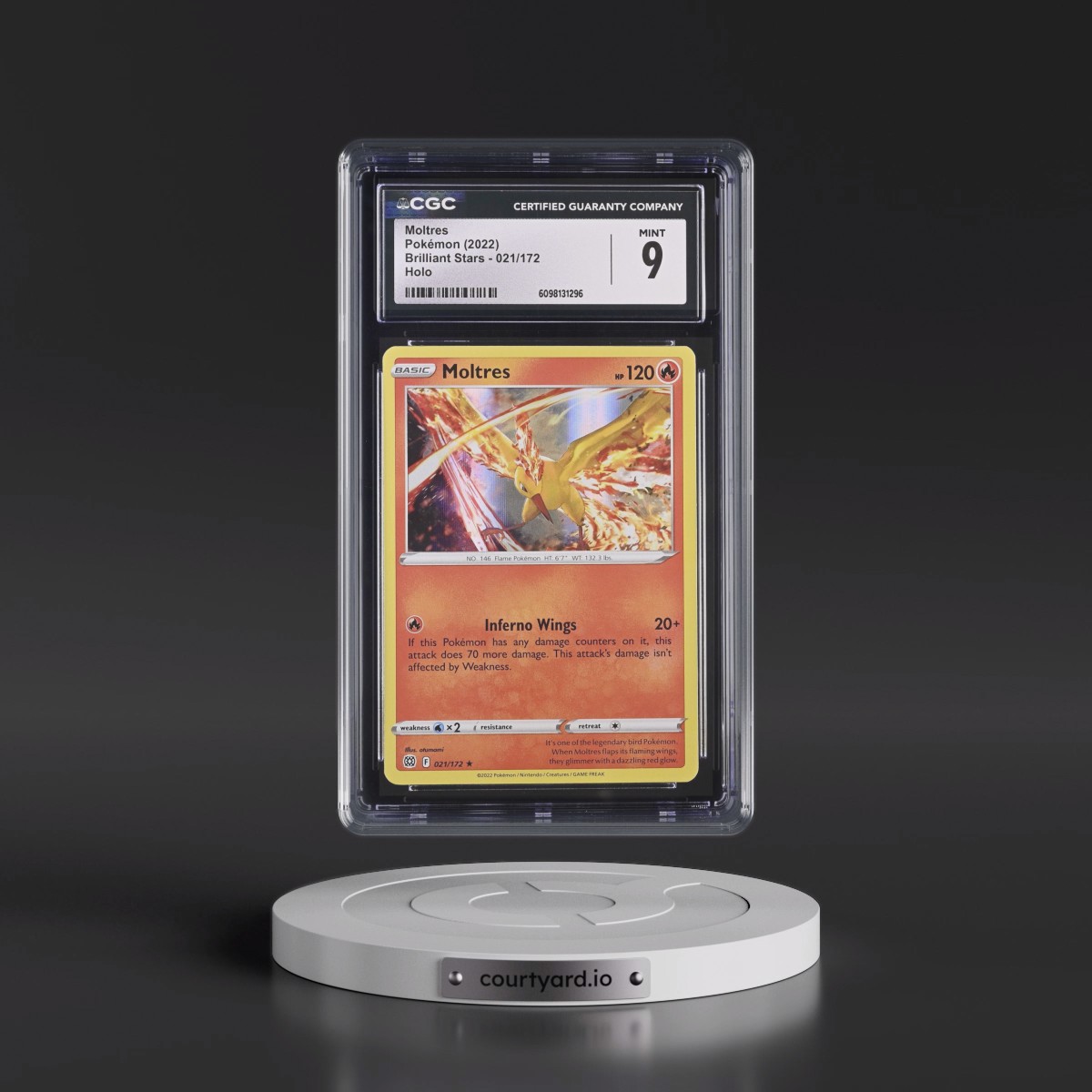 2022 Brilliant Stars #021/172 Moltres - Holo (CGC 9 MINT)