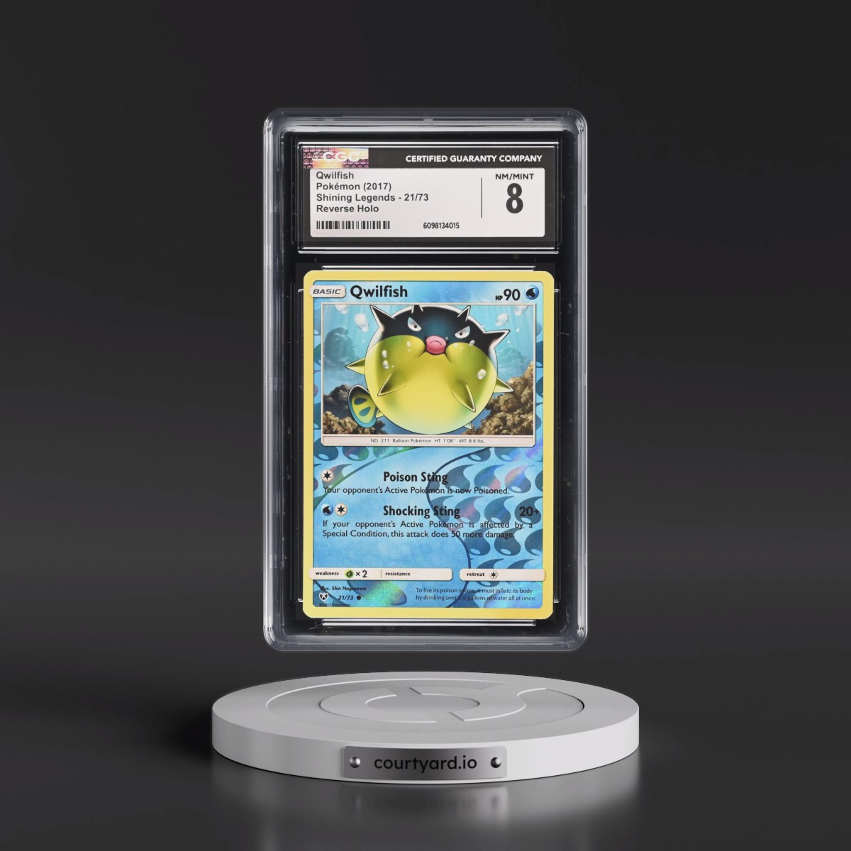 2017 Shining Legends #21/73 Qwilfish - Reverse Holo (CGC 8 NM-MT)