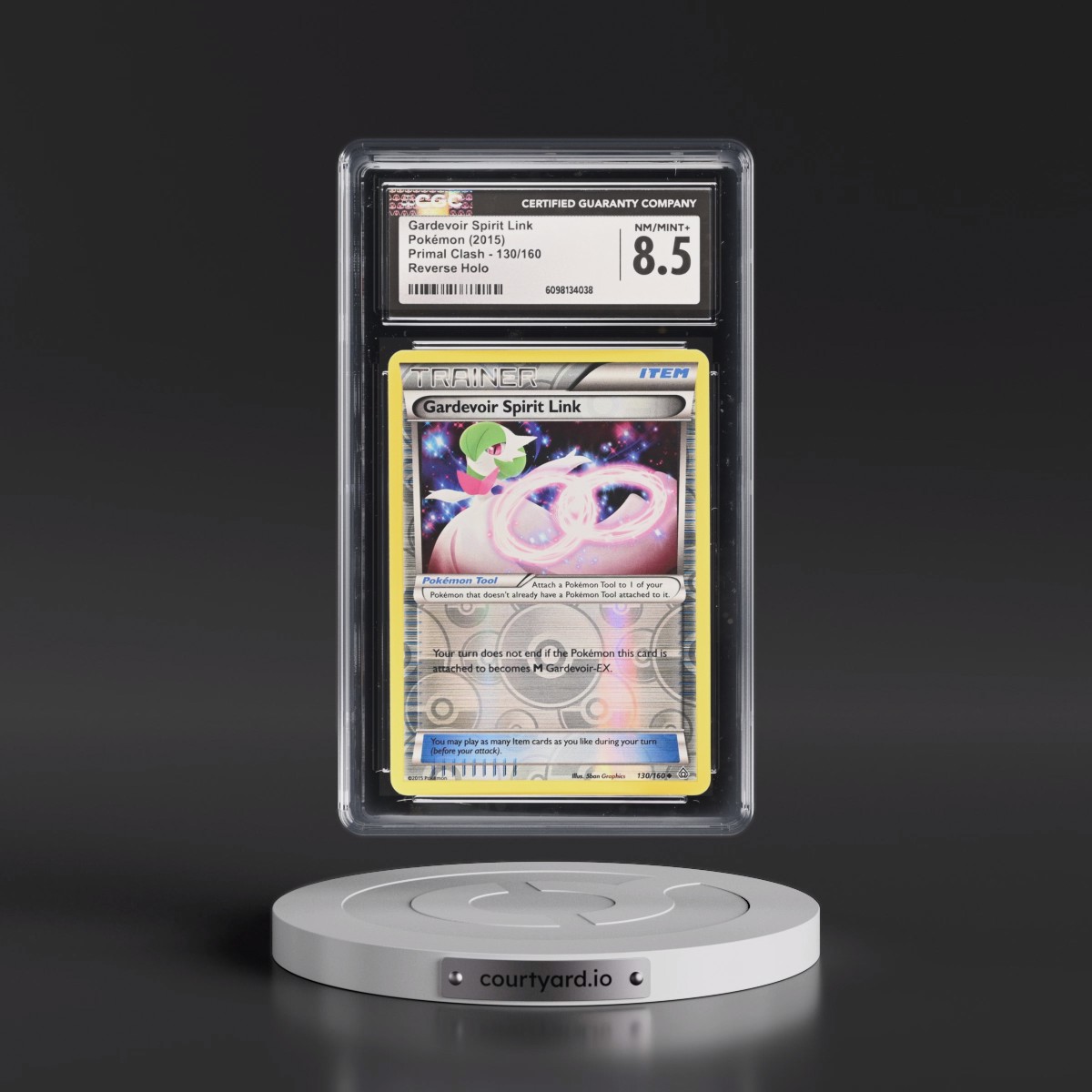 2015 Primal Clash #130/160 Gardevoir Spirit Link - Reverse Holo (CGC 8.5 NM-MT+)