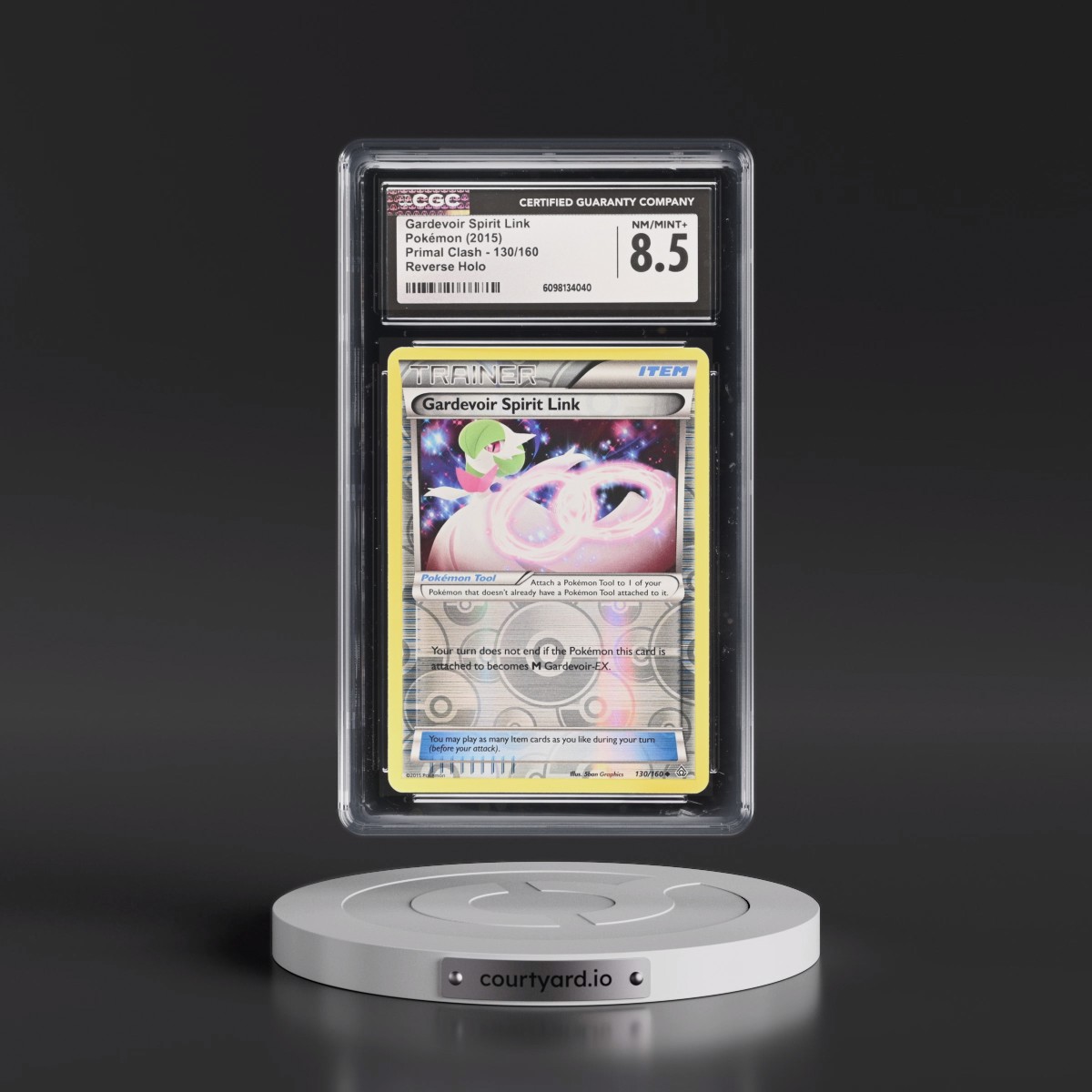 2015 Primal Clash #130/160 Gardevoir Spirit Link - Reverse Holo (CGC 8.5 NM-MT+)
