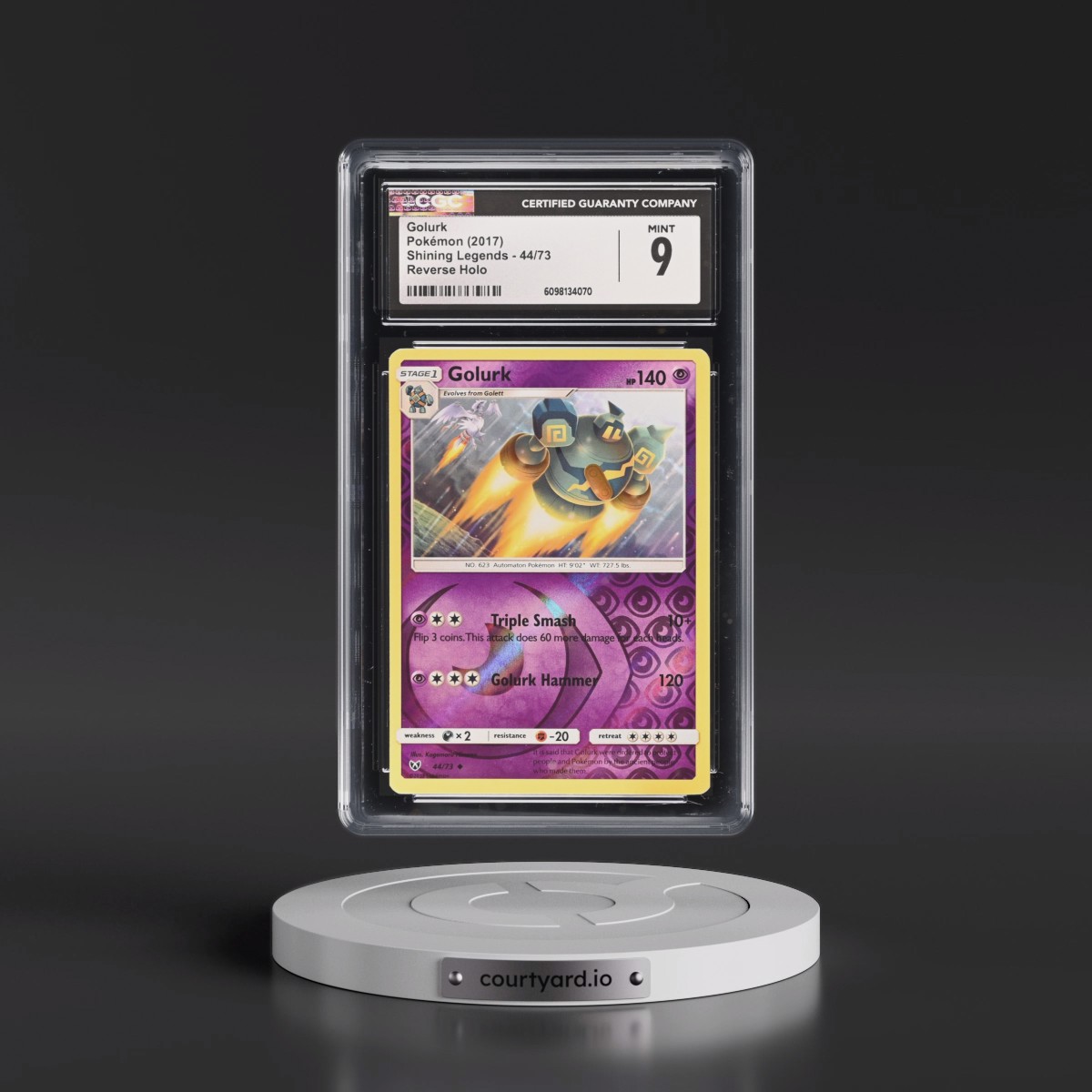 2017 Shining Legends #44/73 Golurk - Reverse Holo (CGC 9 MINT)