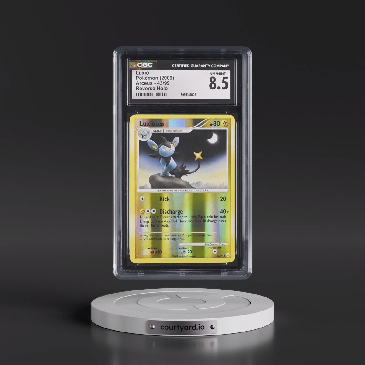2009 Arceus #43/99 Luxio - Reverse Holo (CGC 8.5 NM-MT+)