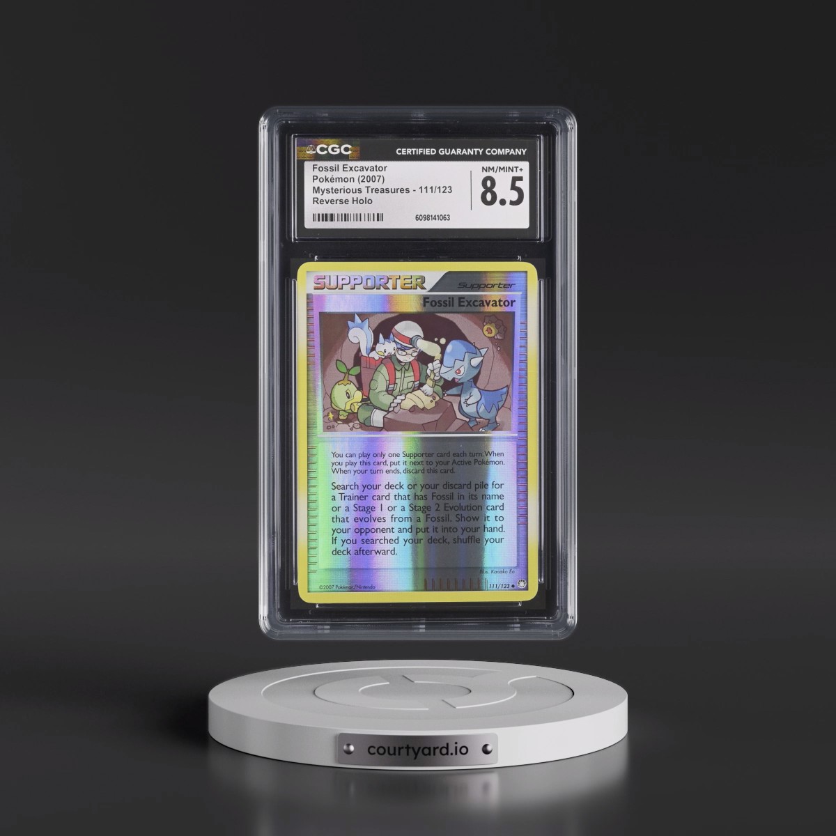 2007 Mysterious Treasures #111/123 Fossil Excavator - Reverse Holo (CGC 8.5 NM-MT+)