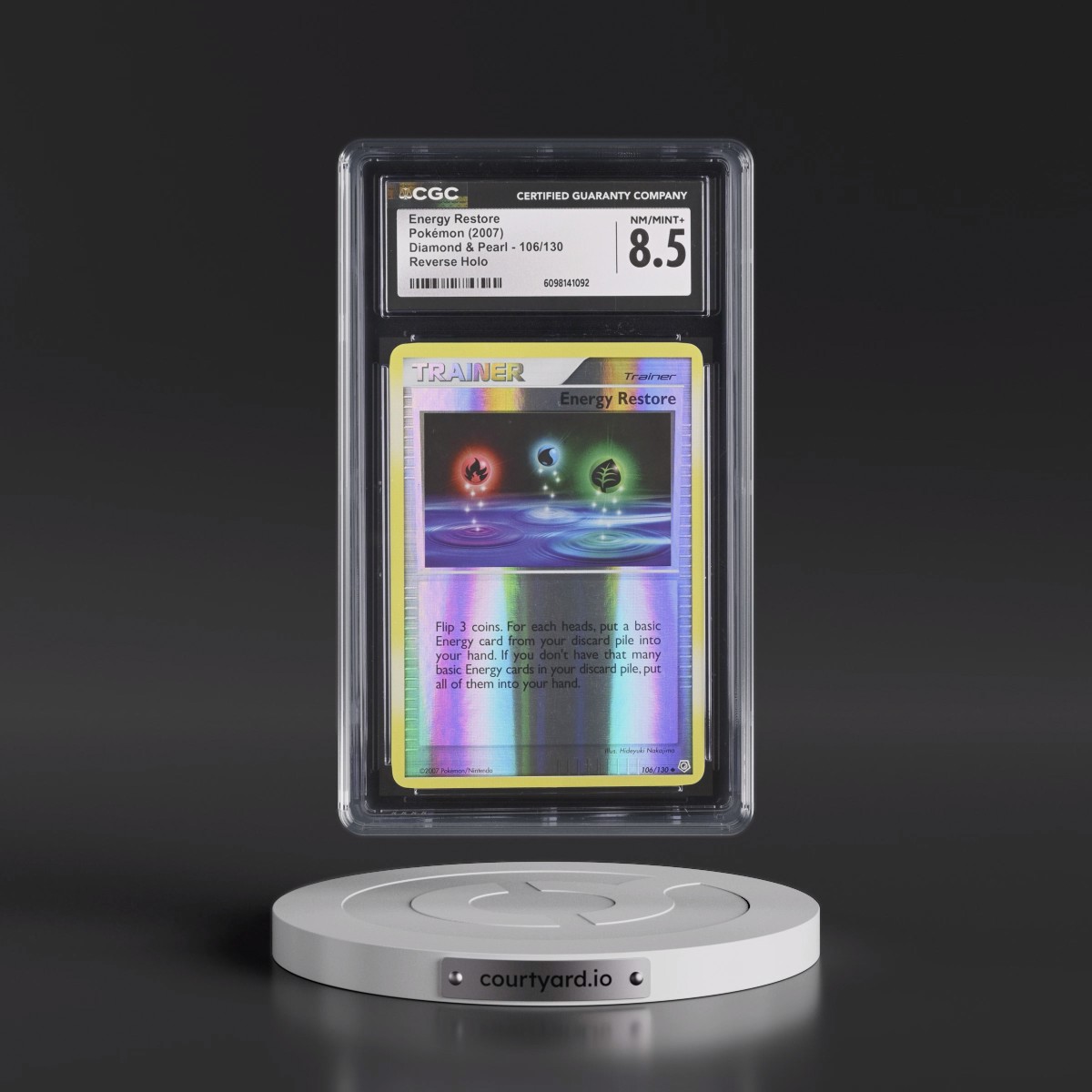 2007 Diamond & Pearl #106/130 Energy Restore - Reverse Holo (CGC 8.5 NM-MT+)