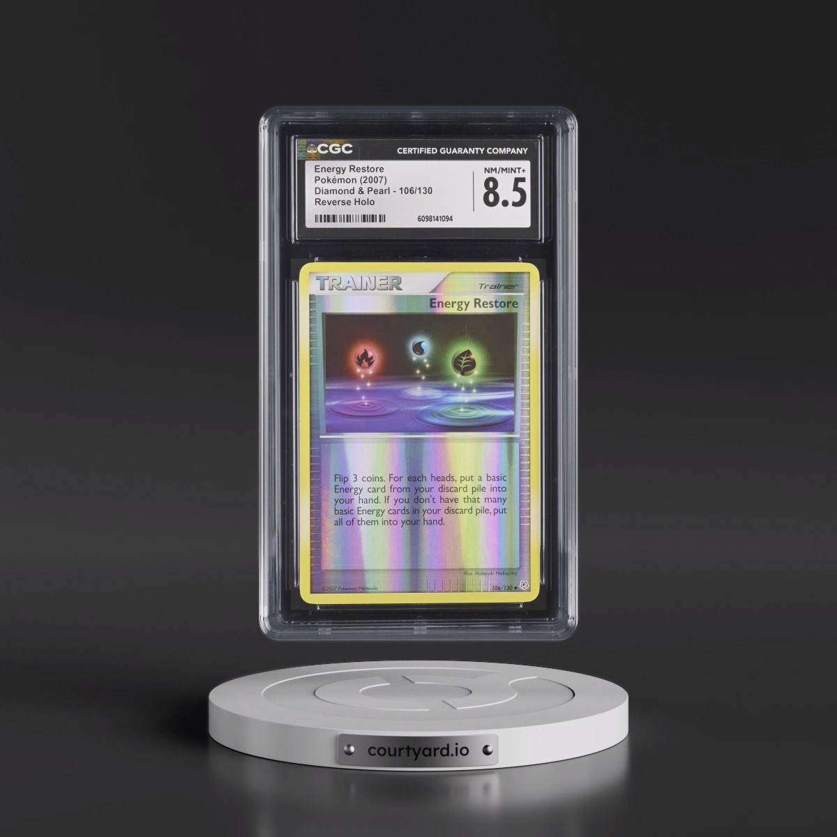 2007 Diamond & Pearl #106/130 Energy Restore - Reverse Holo (CGC 8.5 NM-MT+)