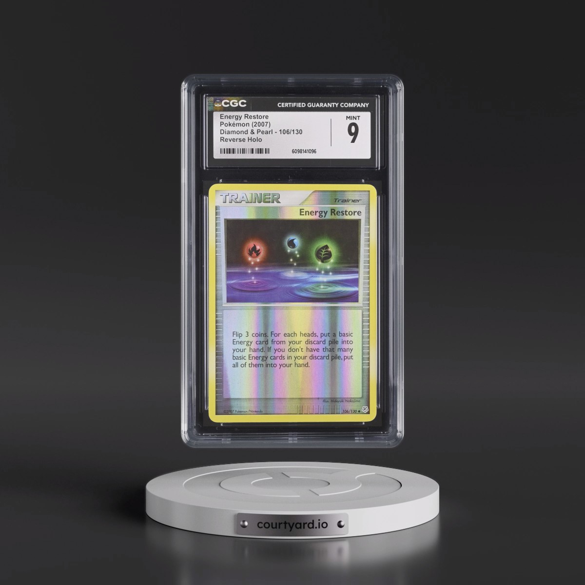 2007 Diamond & Pearl #106/130 Energy Restore - Reverse Holo (CGC 9 MINT)