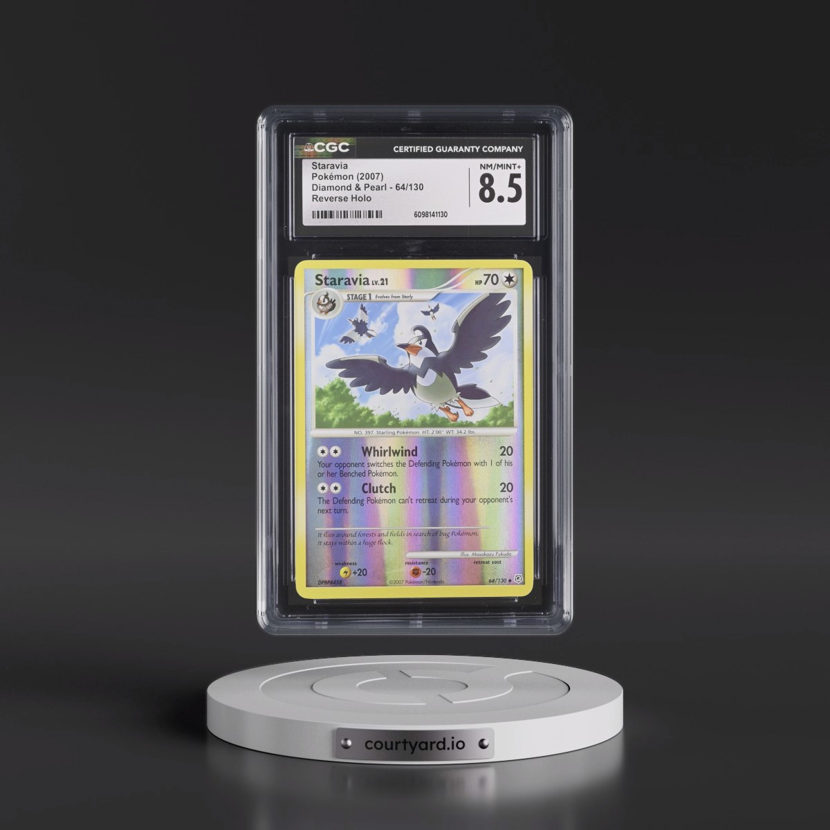 2007 Diamond & Pearl #64/130 Staravia - Reverse Holo (CGC 8.5 NM-MT+)