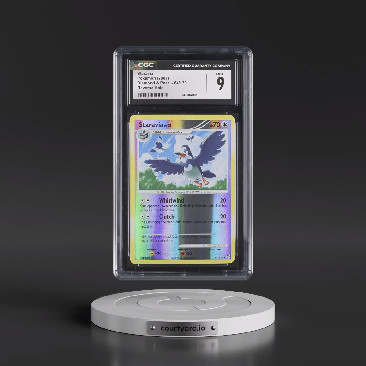 2007 Diamond & Pearl #64/130 Staravia - Reverse Holo (CGC 9 MINT)