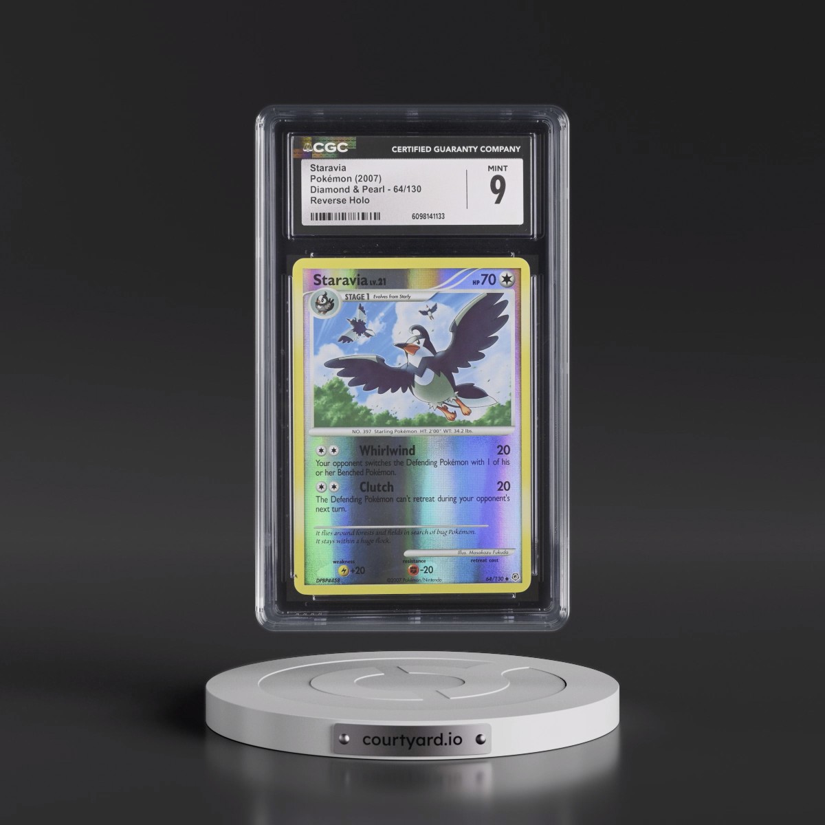 2007 Diamond & Pearl #64/130 Staravia - Reverse Holo (CGC 9 MINT)