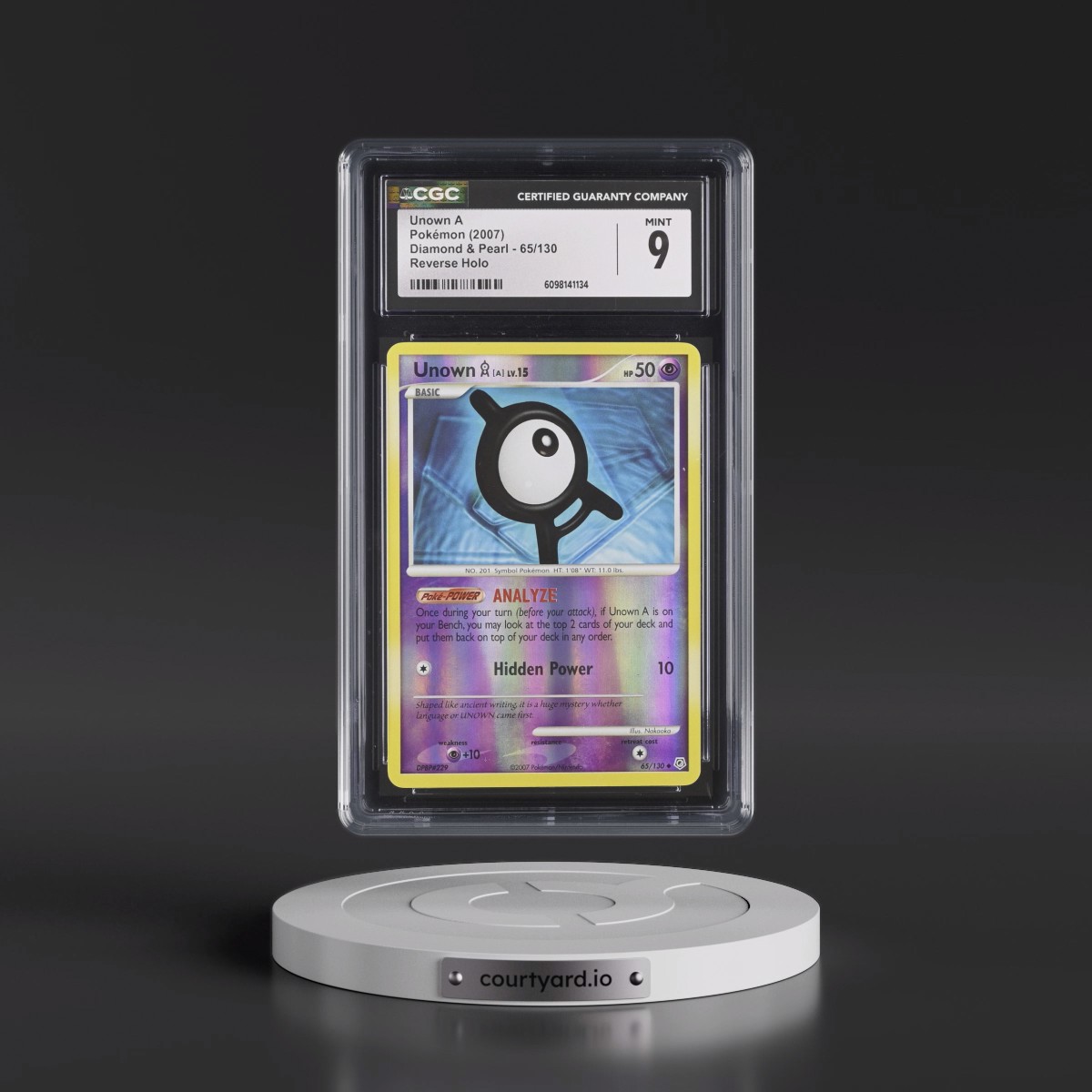 2007 Diamond & Pearl #65/130 Unown A - Reverse Holo (CGC 9 MINT)