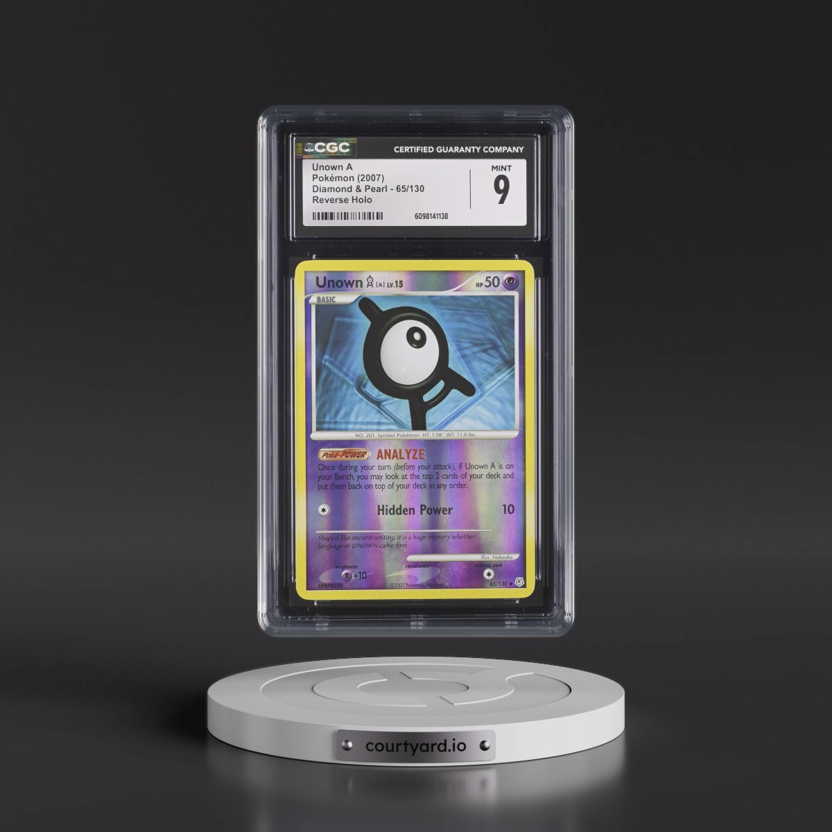2007 Diamond & Pearl #65/130 Unown A - Reverse Holo (CGC 9 MINT)