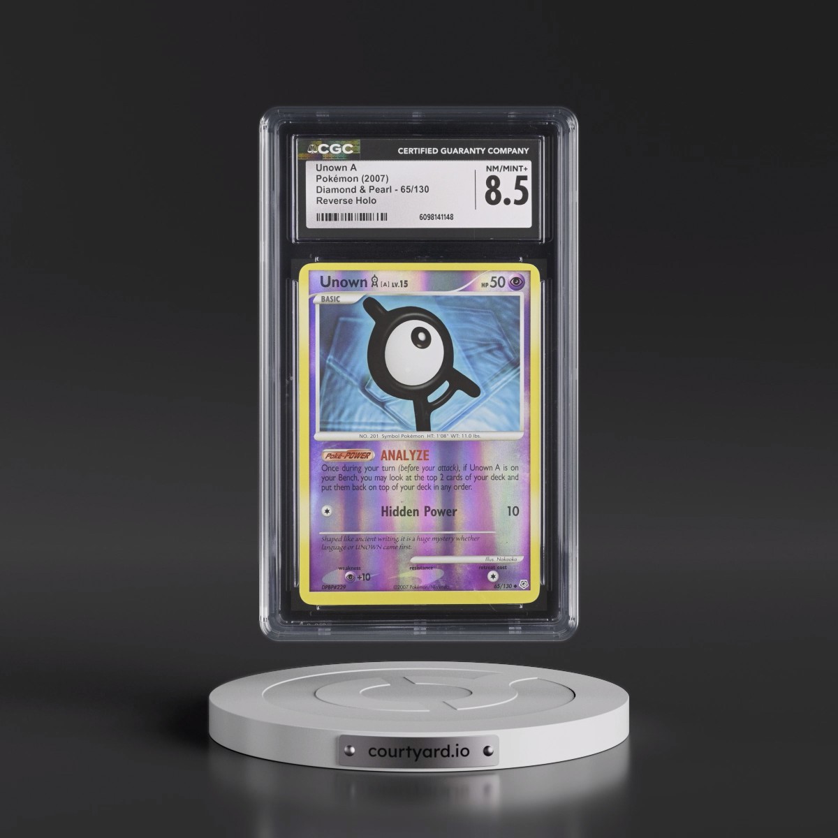 2007 Diamond & Pearl #65/130 Unown A - Reverse Holo (CGC 8.5 NM-MT+)