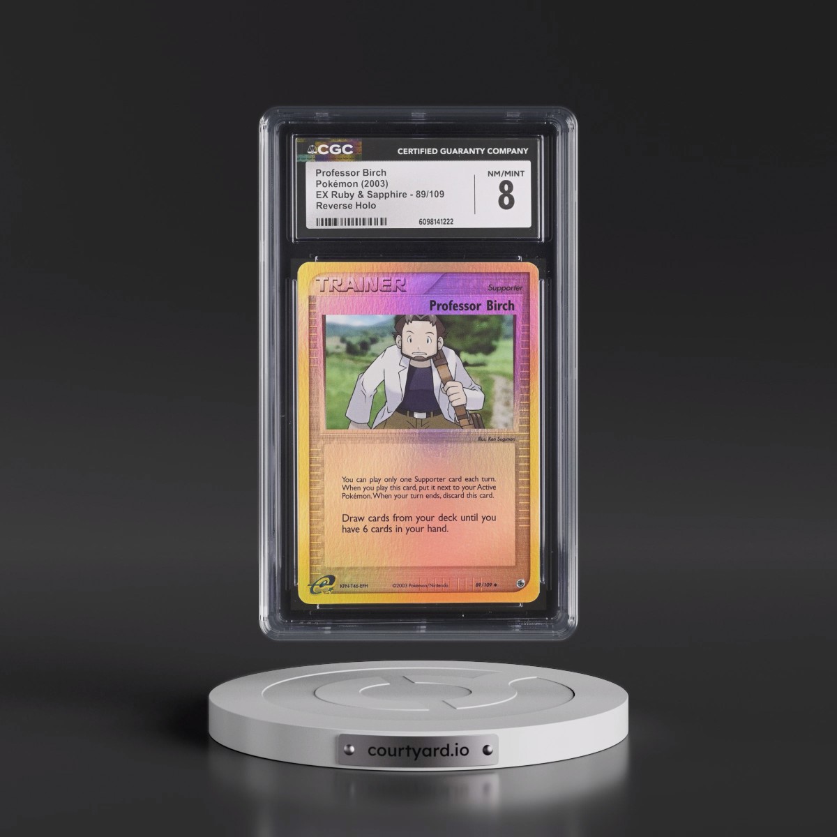 2003 EX Ruby & Sapphire (2003 Copyright, w/ "e" Symbol) #89/109 Professor Birch - Reverse Holo (CGC 8 NM-MT)